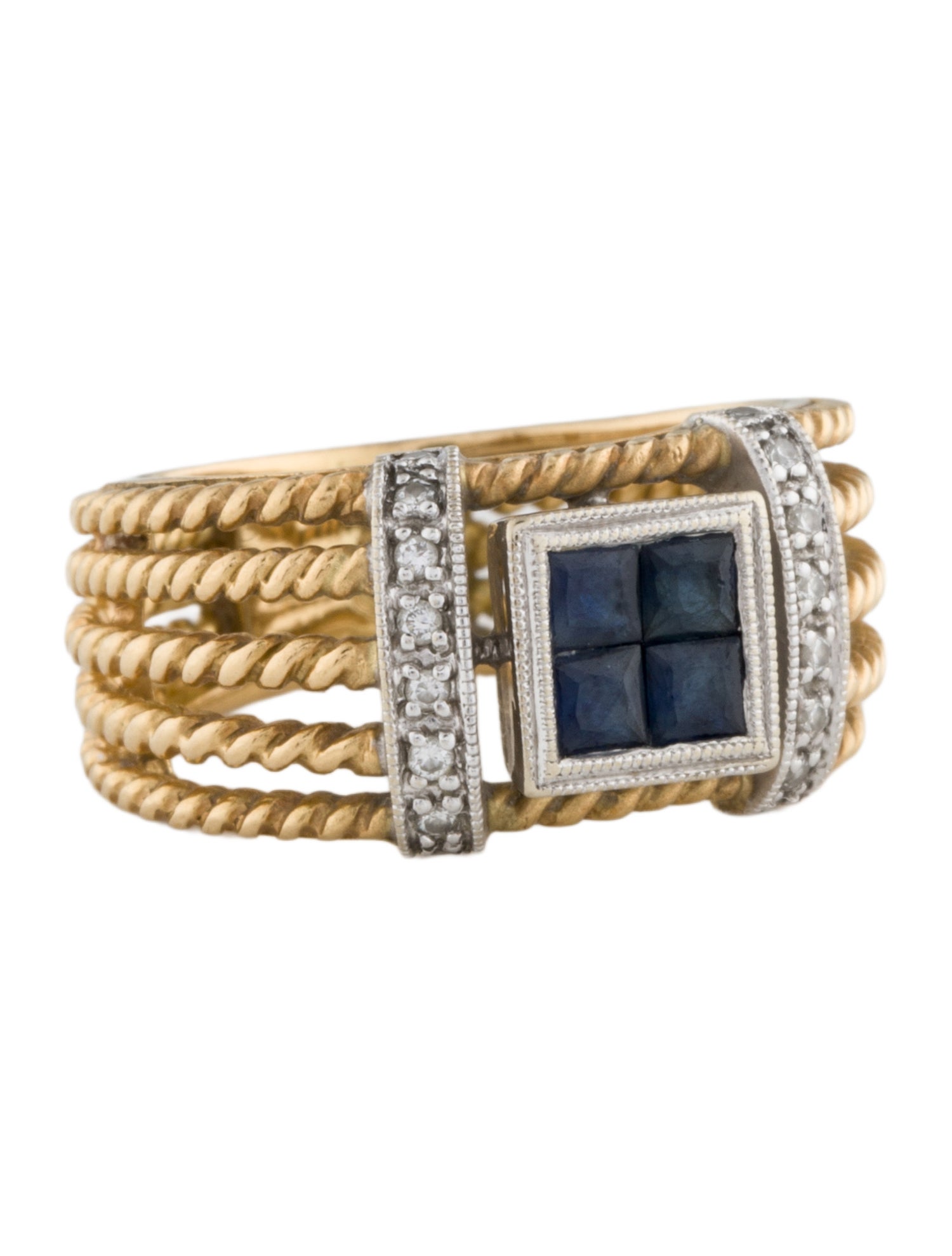 Ring 18K Sapphire & Diamond Rope