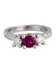 Ring Platinum Ruby Diamond Three Stone Ring
