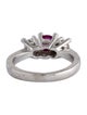 Ring Platinum Ruby Diamond Three Stone Ring