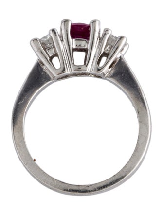 Ring Platinum Ruby Diamond Three Stone Ring