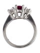 Ring Platinum Ruby Diamond Three Stone Ring