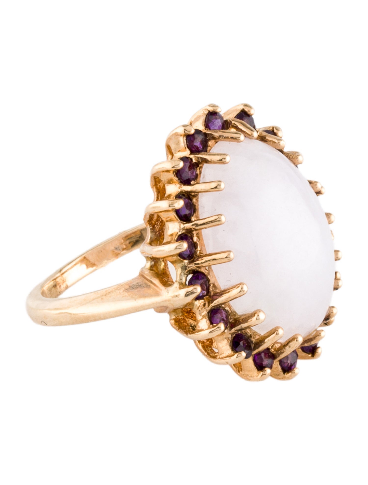 Ring 14K Jadeite & Amethyst Cocktail