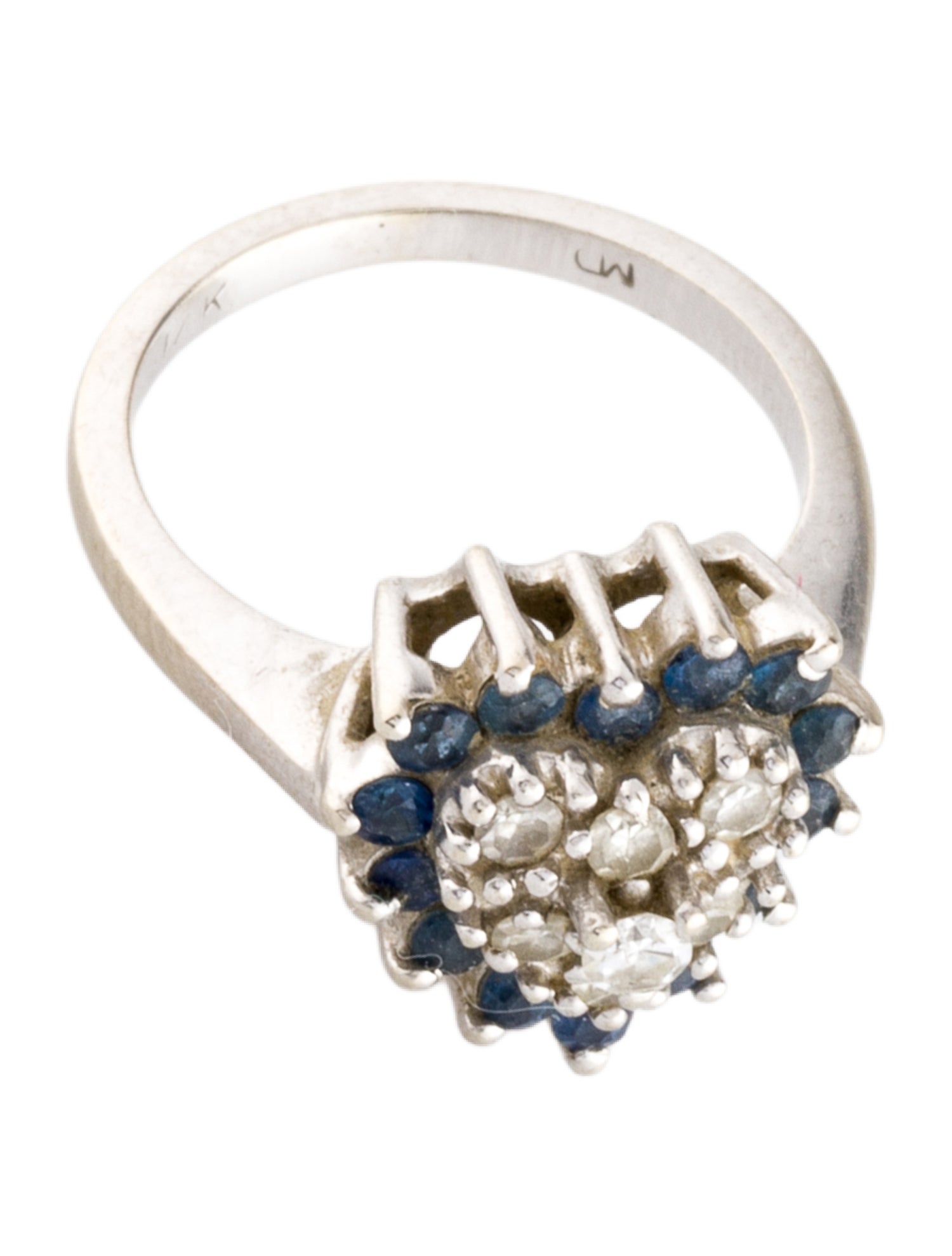 Ring 14K Sapphire & Diamond Heart Cluster