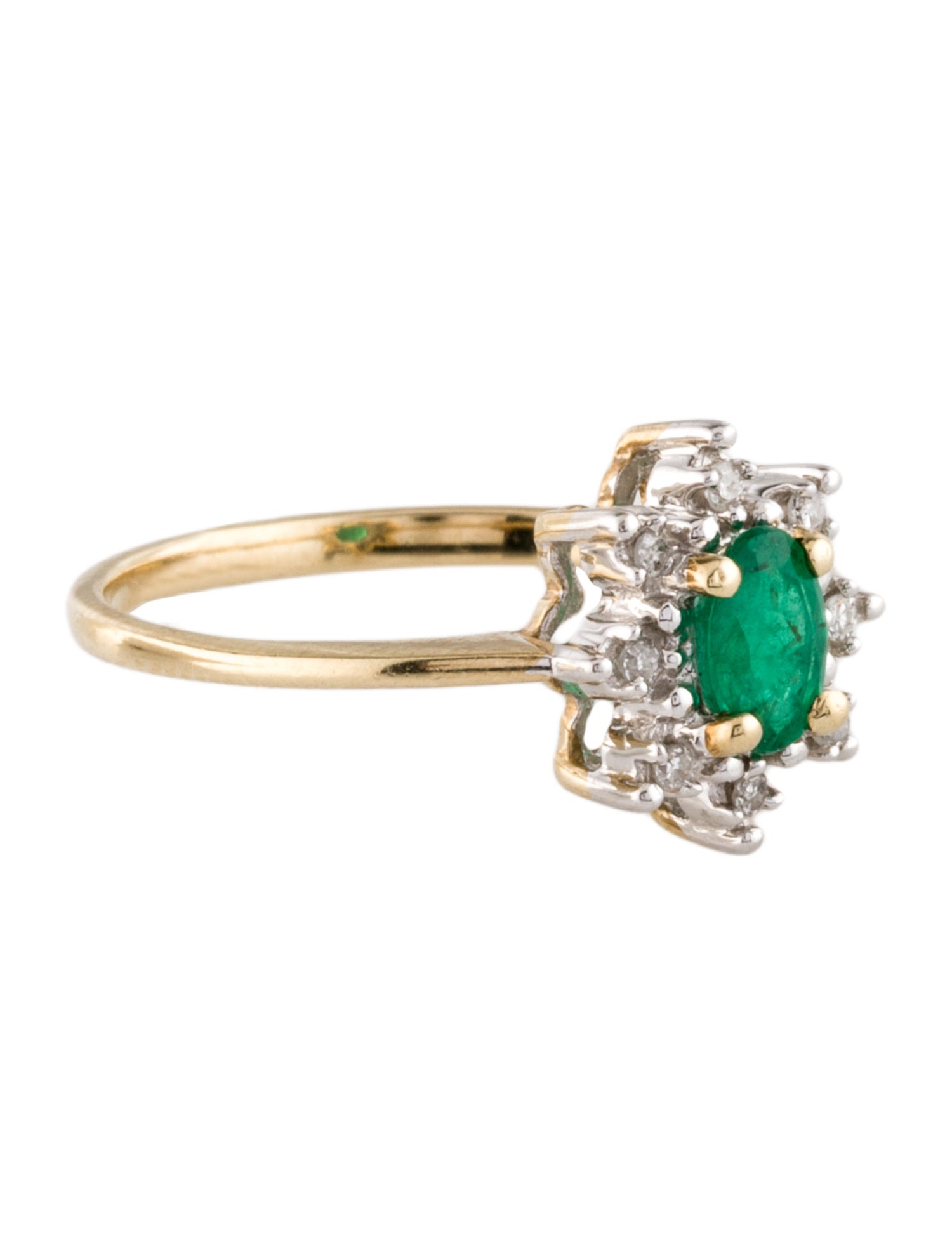 Ring 10K Emerald & Diamond Cocktail Ring
