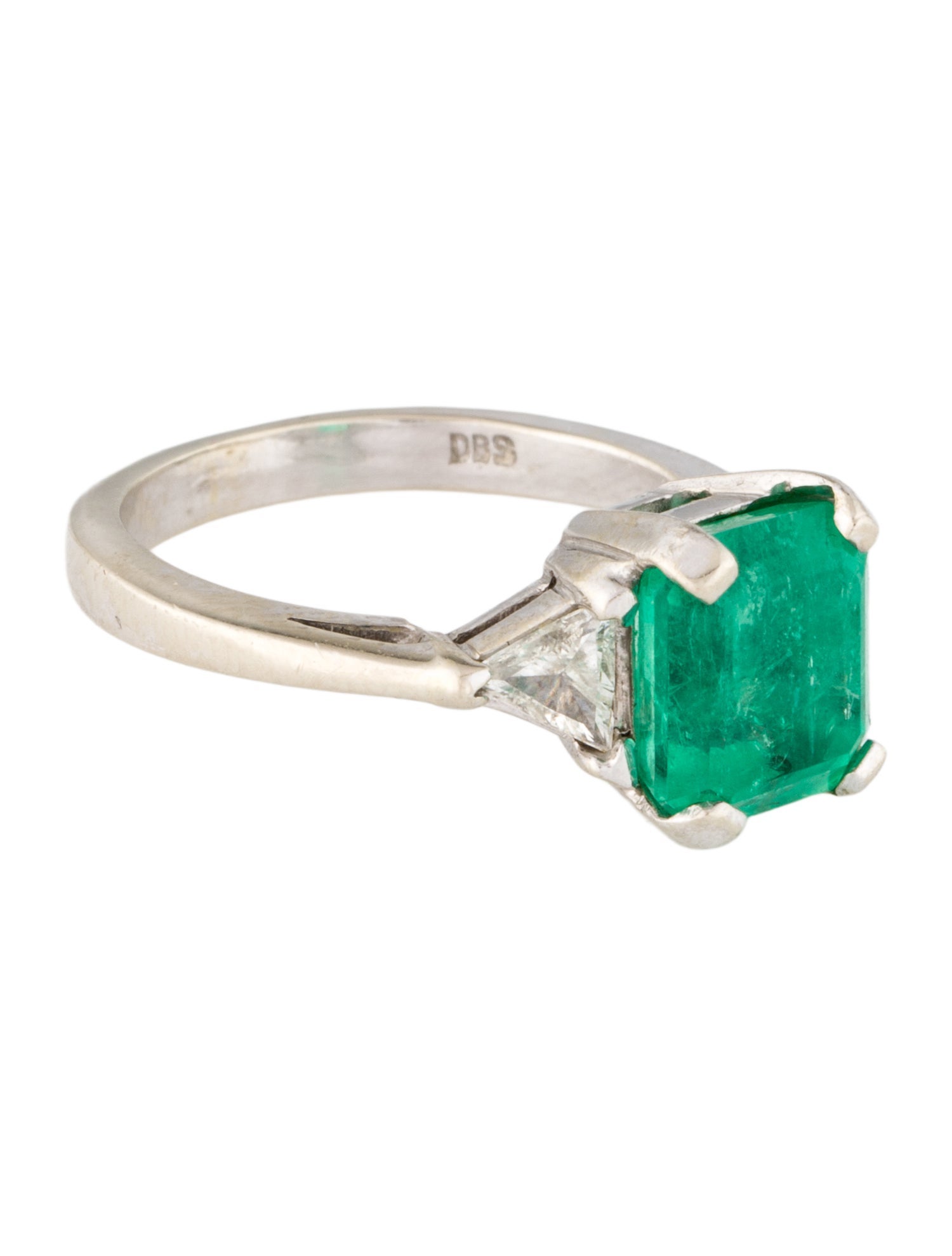 Ring 14K 2.87ct Emerald & Diamond Three-Stone