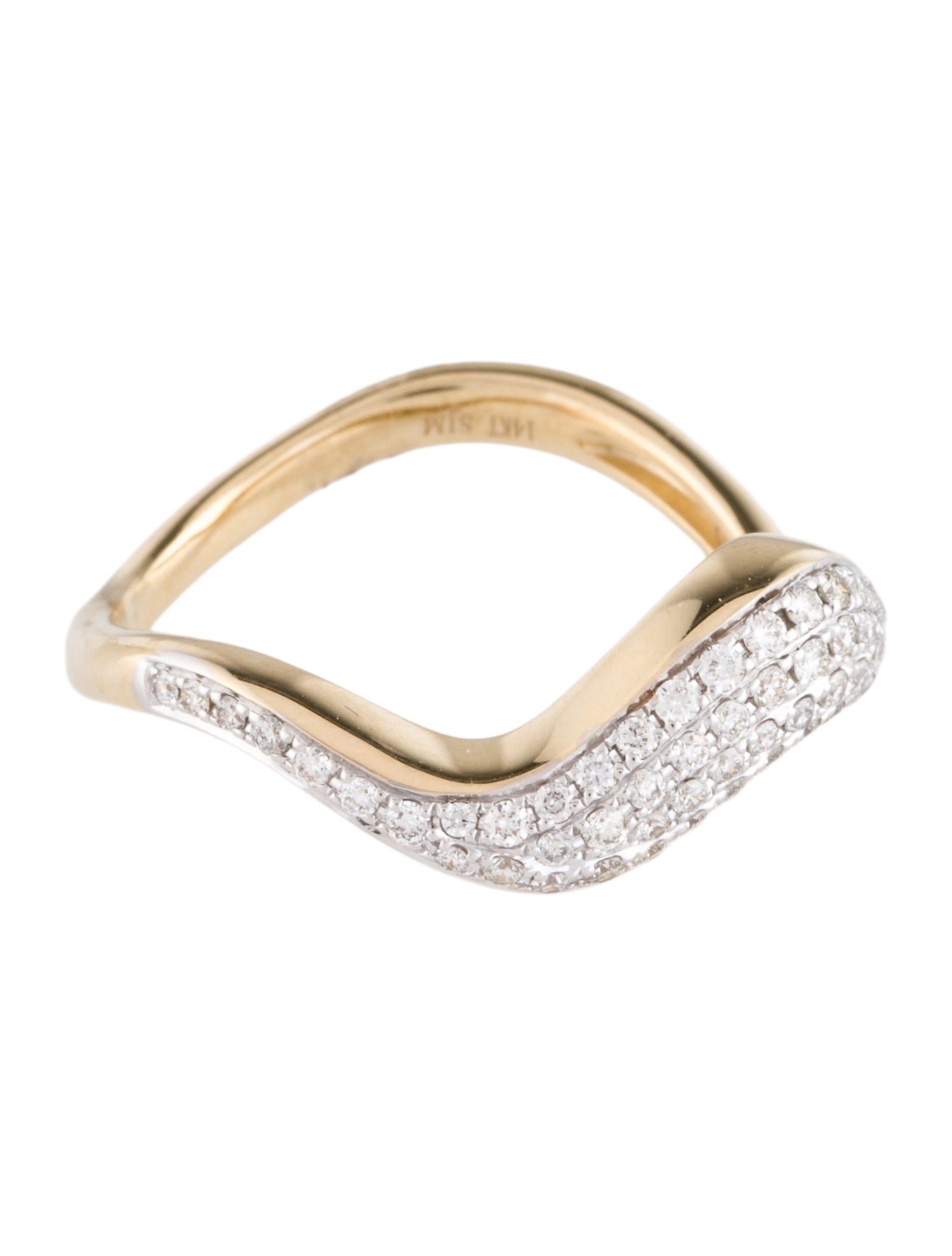 Ring 14K Diamond Wave