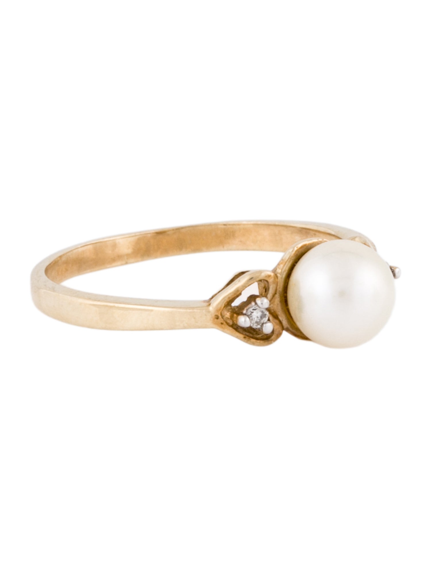 Ring 10K Pearl & Diamond Cocktail Ring