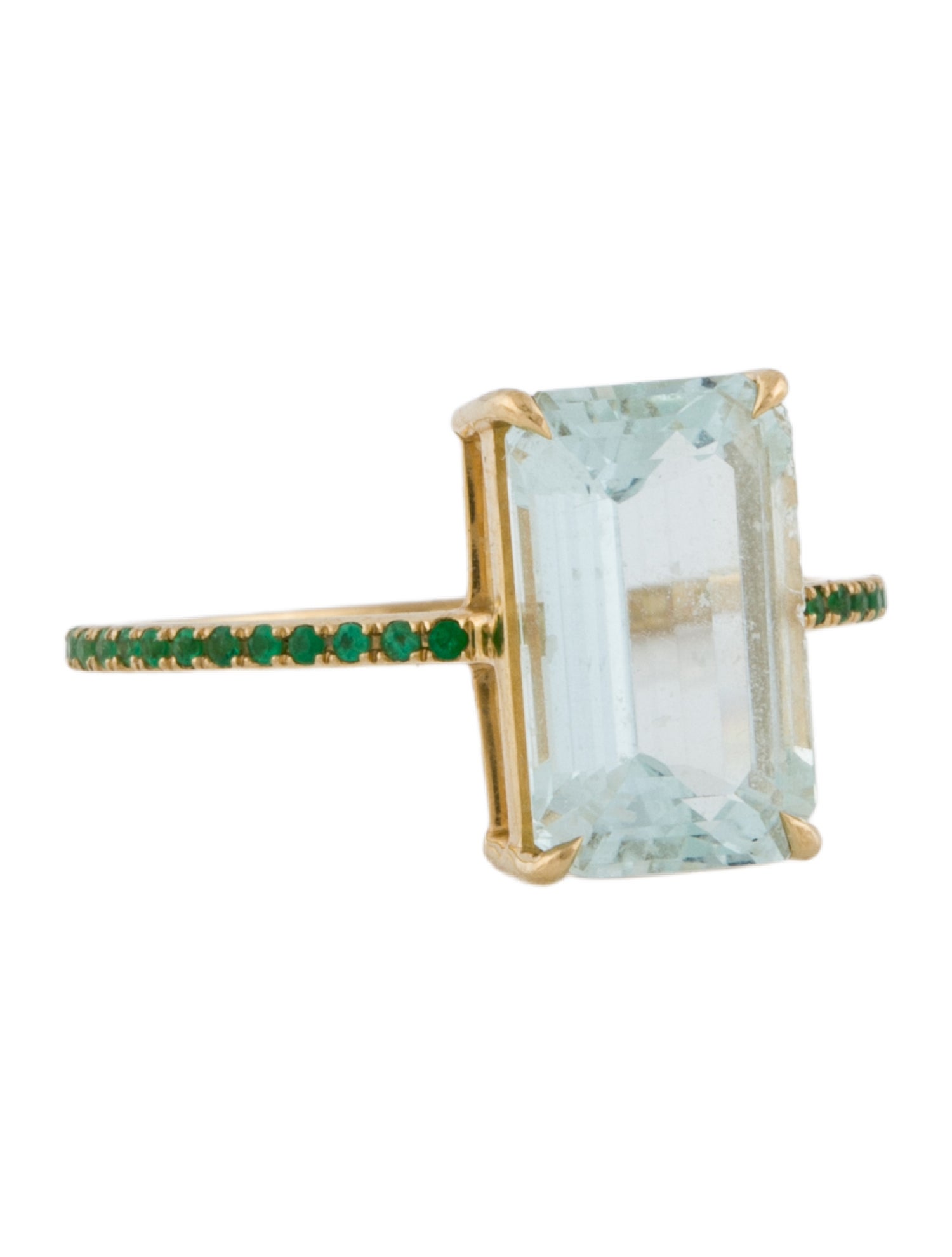 Ring 18K Aquamarine & Emerald Cocktail
