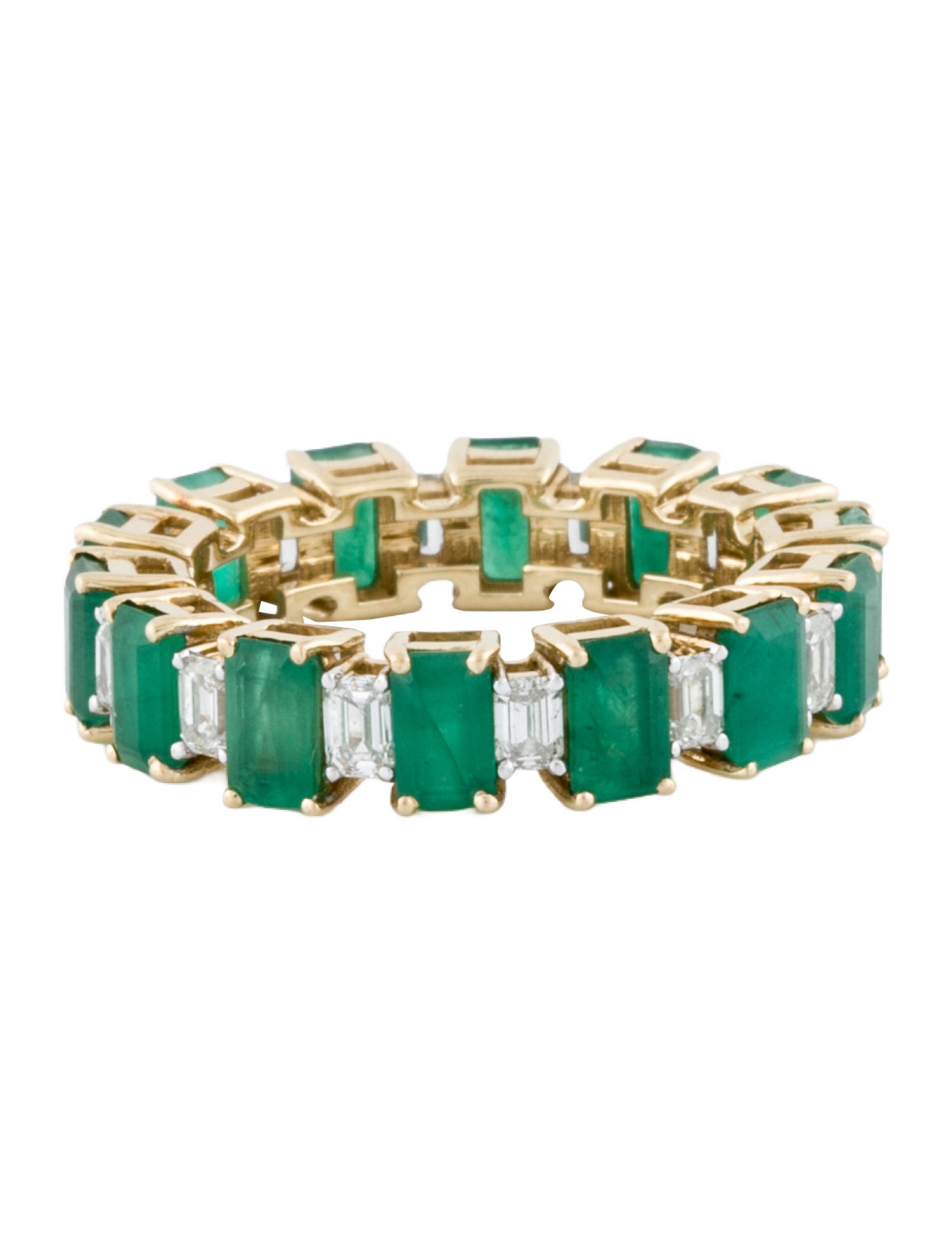 Ring 14K 3.98ctw Emerald & Diamond Eternity Band
