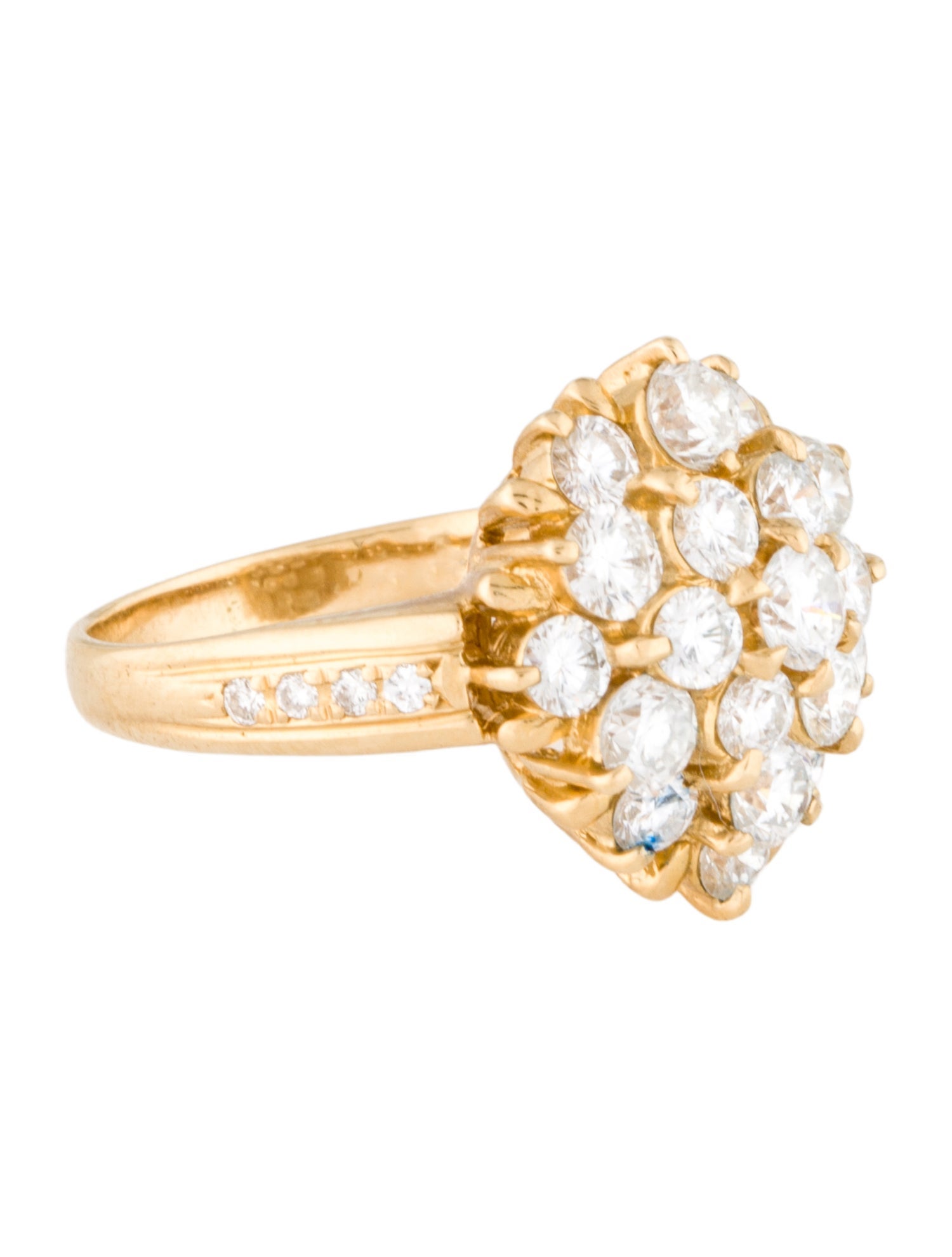 Ring 18K 2.05ctw Diamond Cluster Cocktail