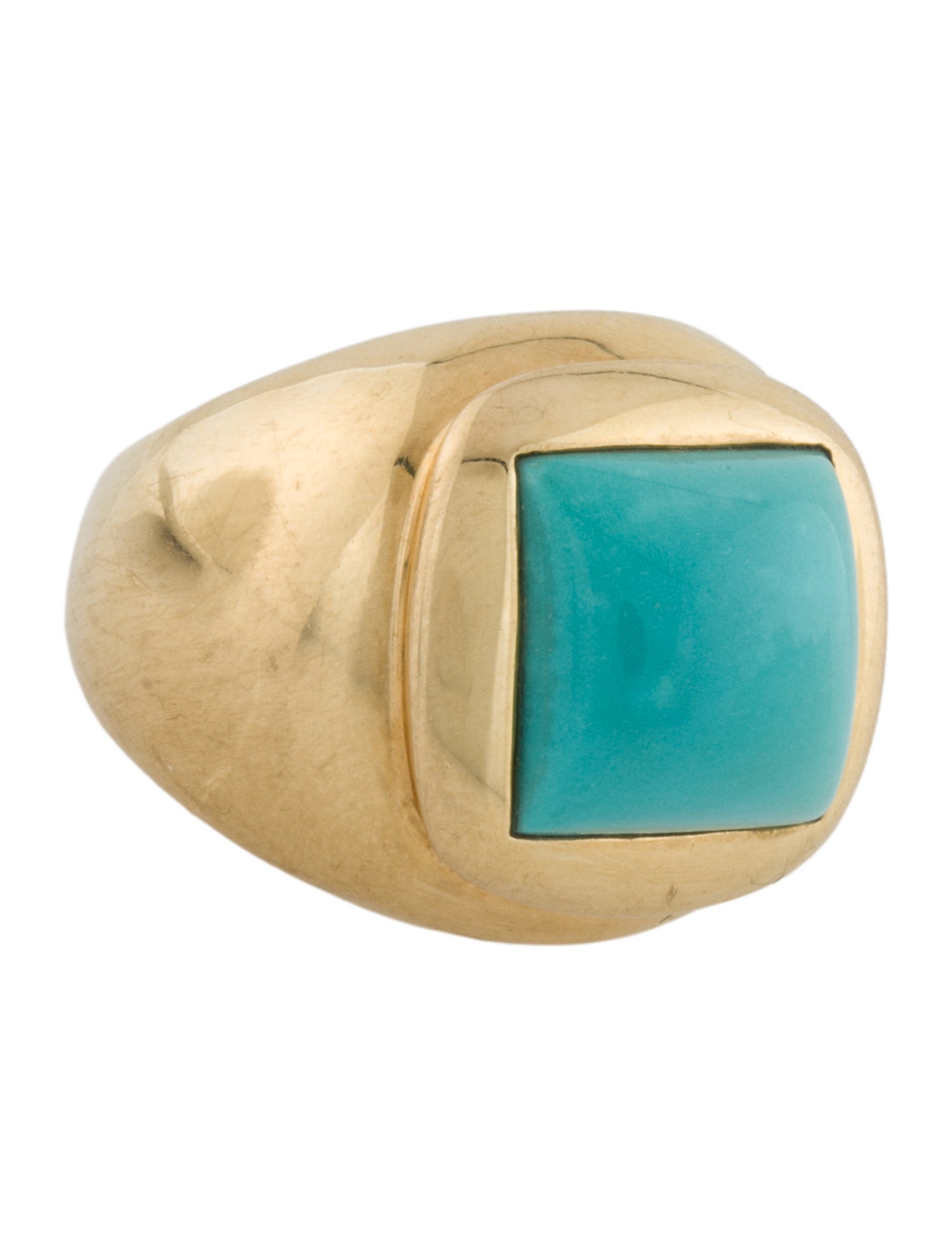 Ring 18K Turquoise Domed Cocktail