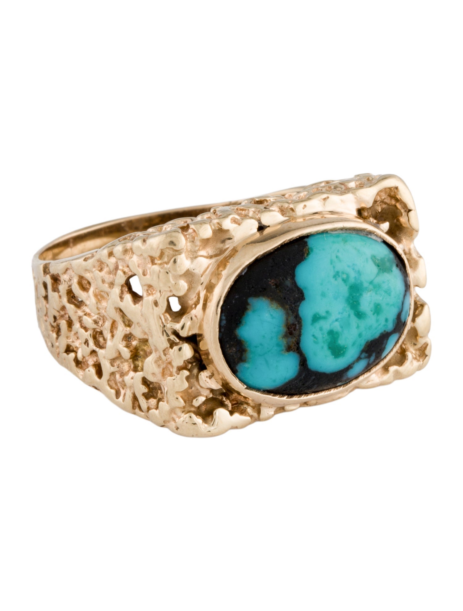 Ring 14K Turquoise Nugget Signet