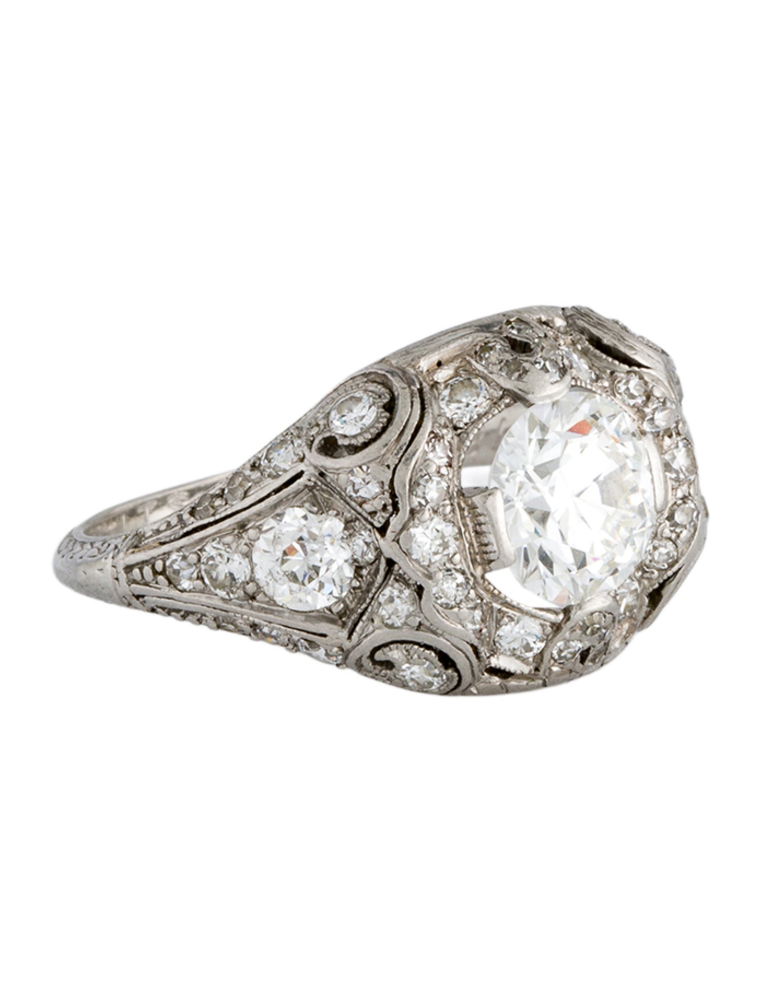 Ring Art Deco Platinum Diamond Engagement