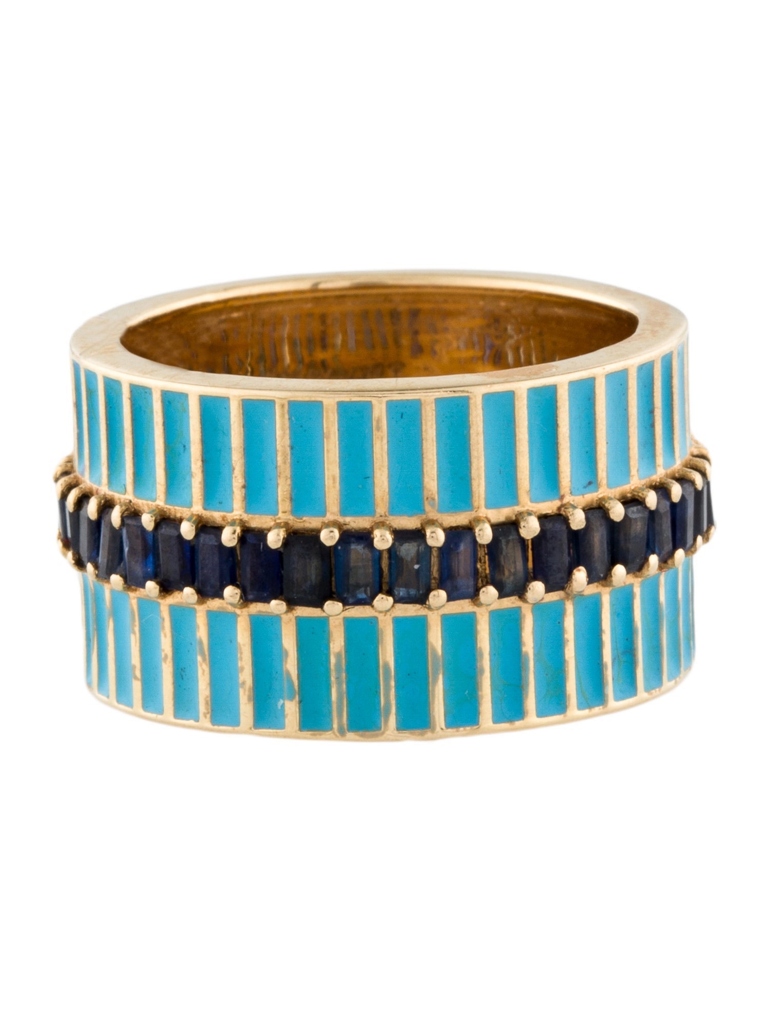 Ring 18K 1.40ctw Sapphire & Enamel Band