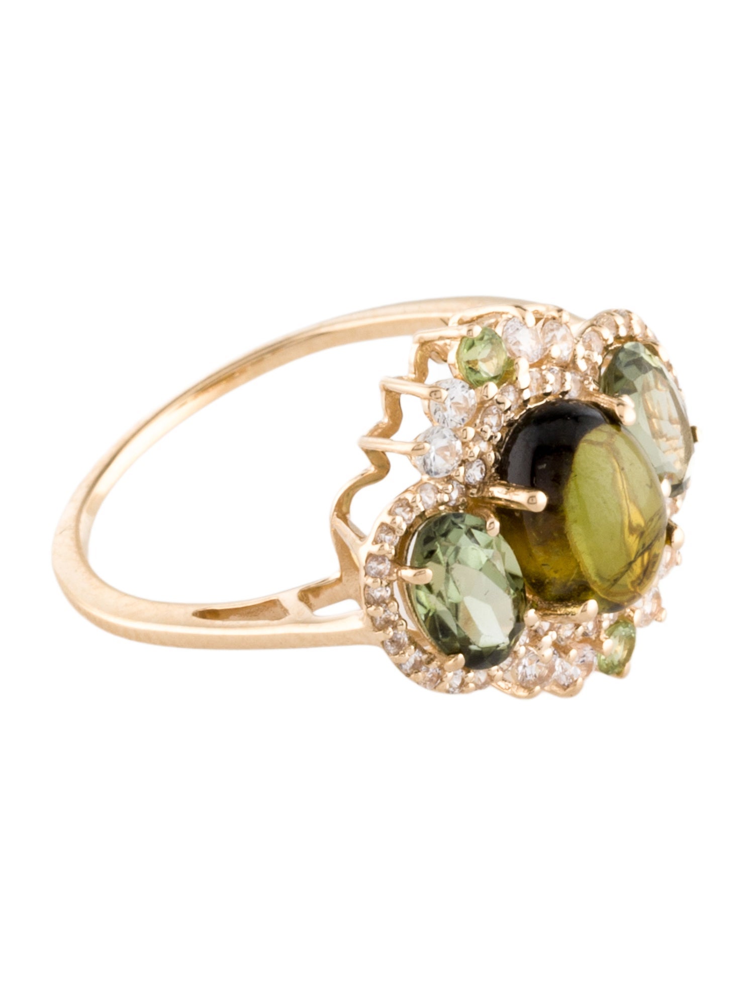 Ring 14K Tourmaline & Sapphire Cocktail Ring