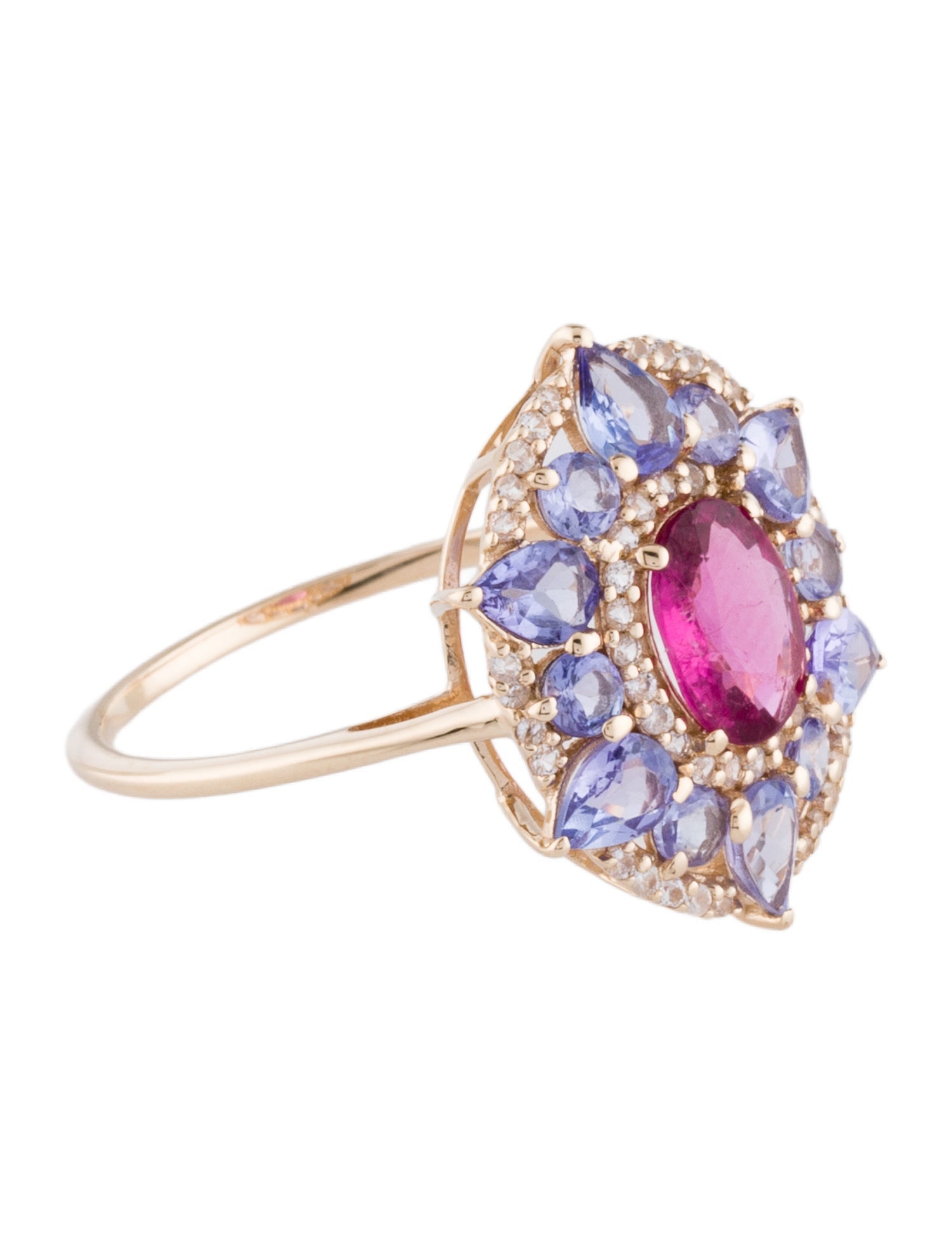 Ring 14K Tourmaline, Tanzanite & Sapphire Cocktail