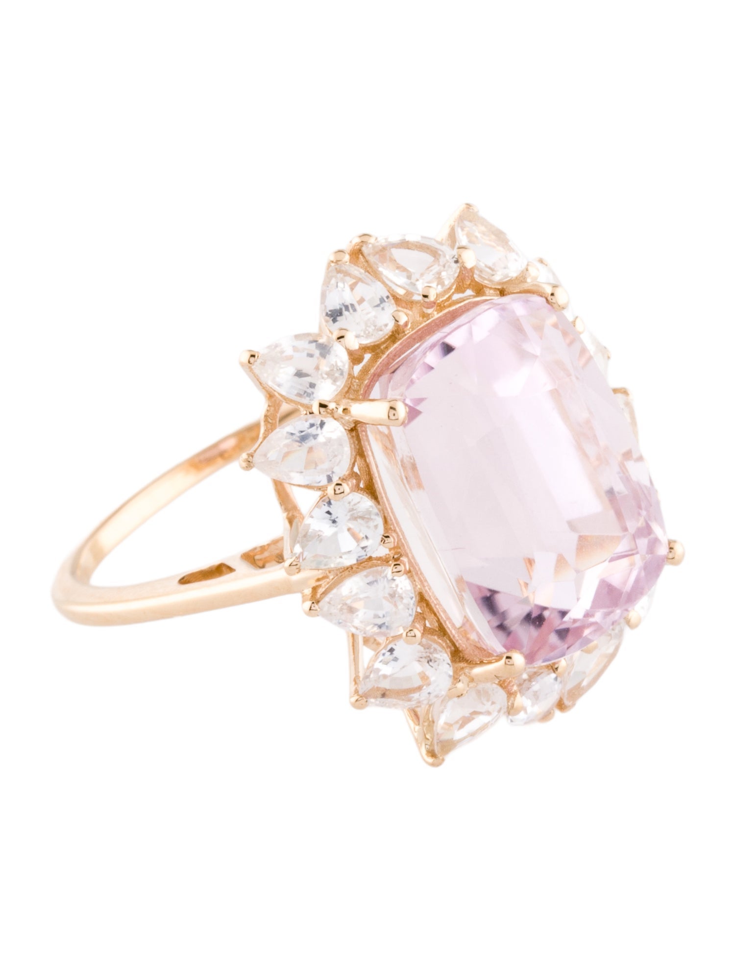 Ring 14K 10.12ct Kunzite & 2.54ct Sapphire Cocktail