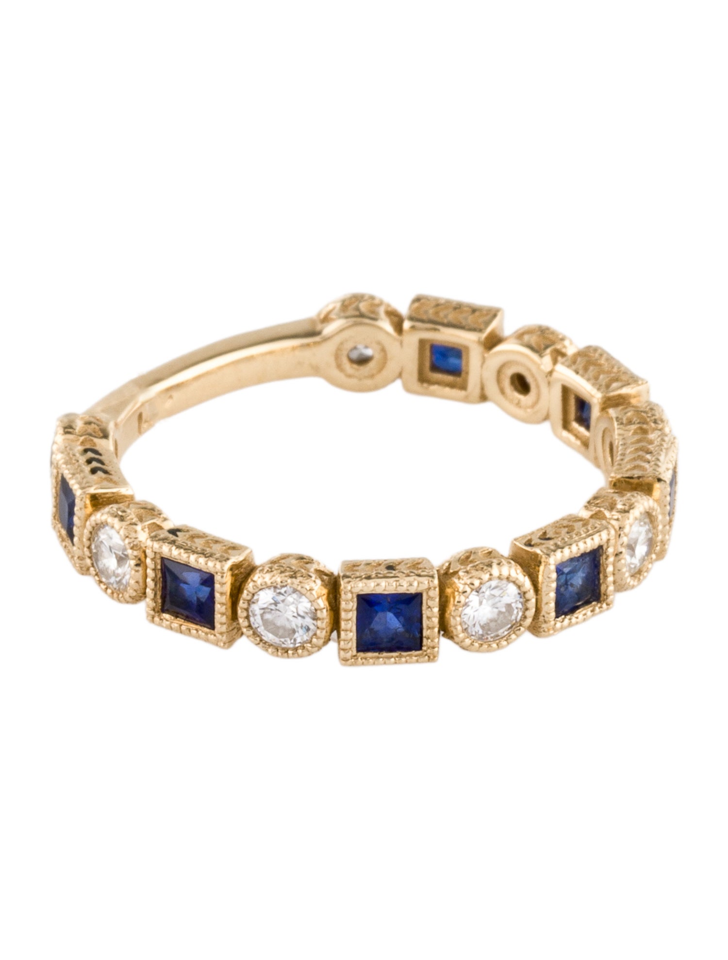Ring 14K Sapphire & Diamond Alternating Band
