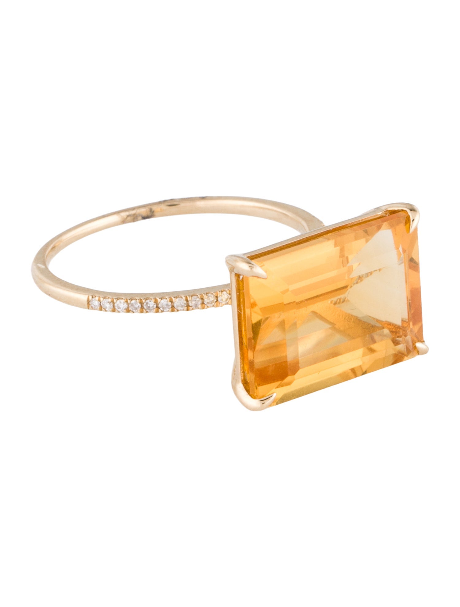 Ring 14K Citrine & Diamond Cocktail