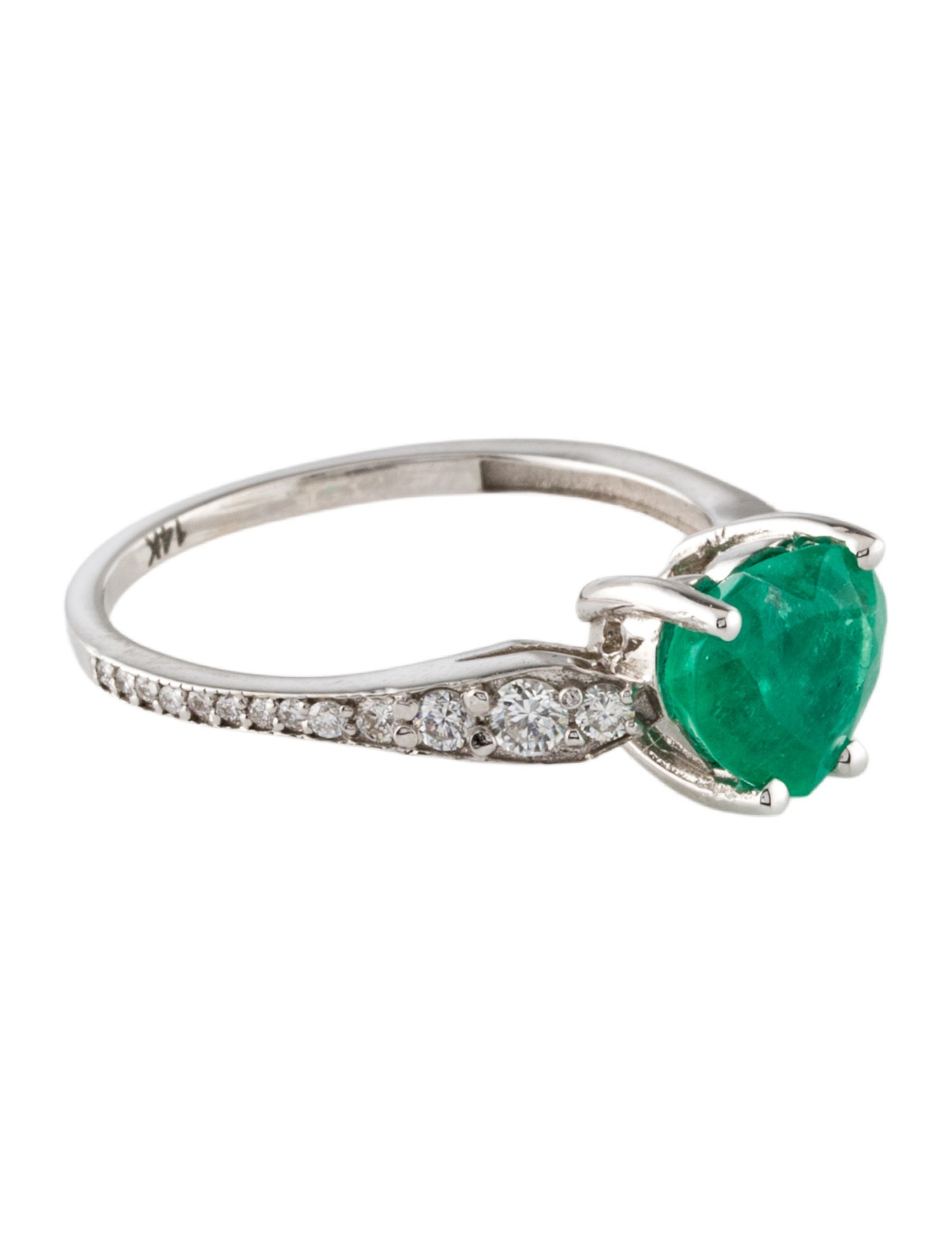 Ring 14K Emerald & Diamond Cocktail Ring