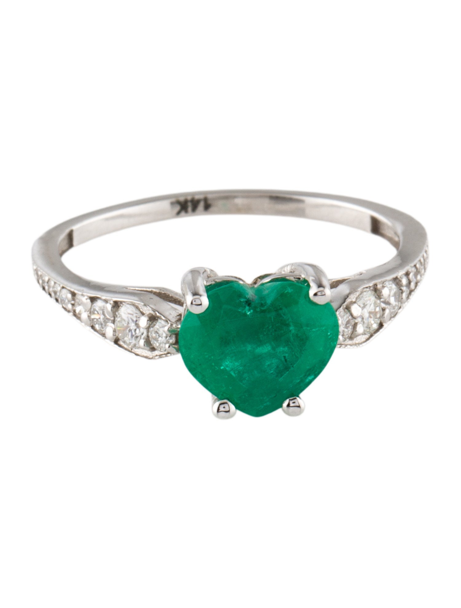 Ring 14K Emerald & Diamond Cocktail Ring