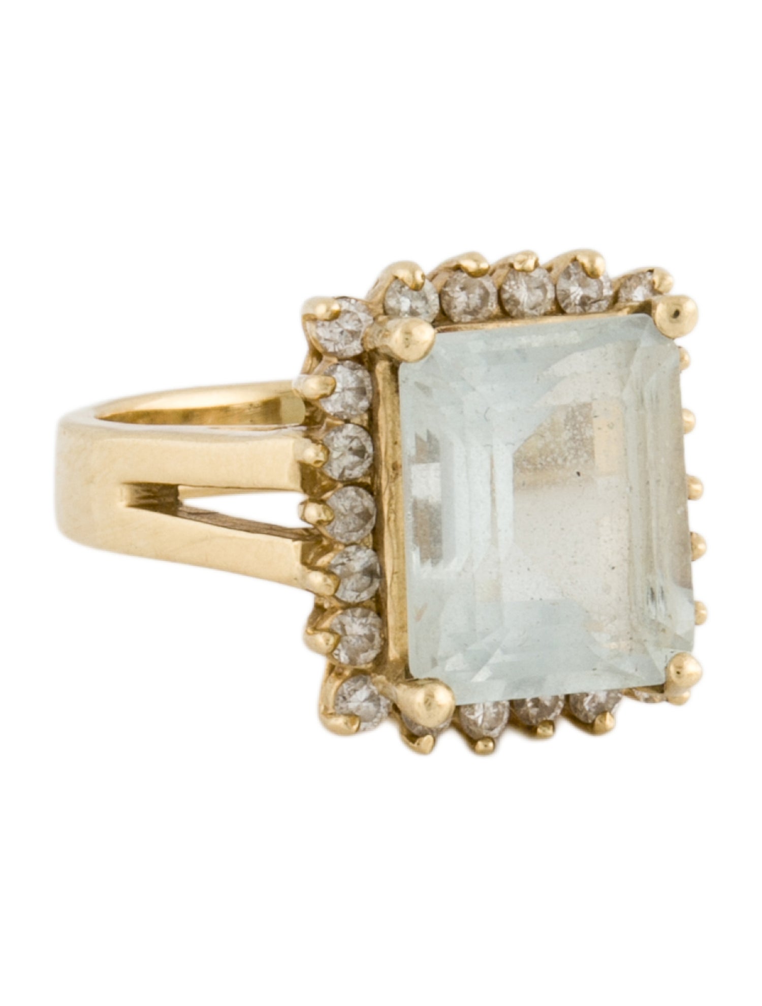 Ring 14K 5.66ct Aquamarine & Diamond Cocktail