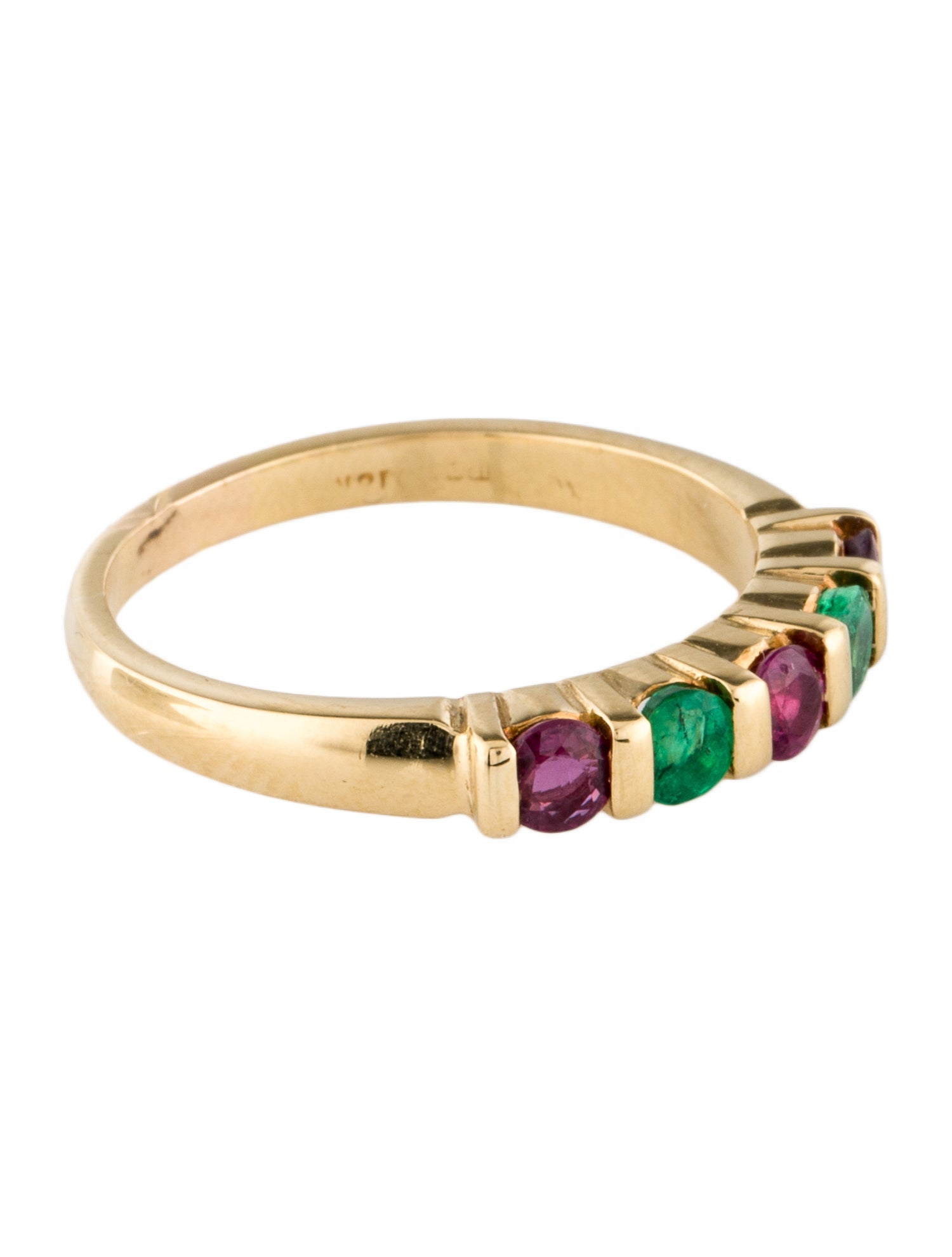 Ring 18K Ruby & Emerald Band