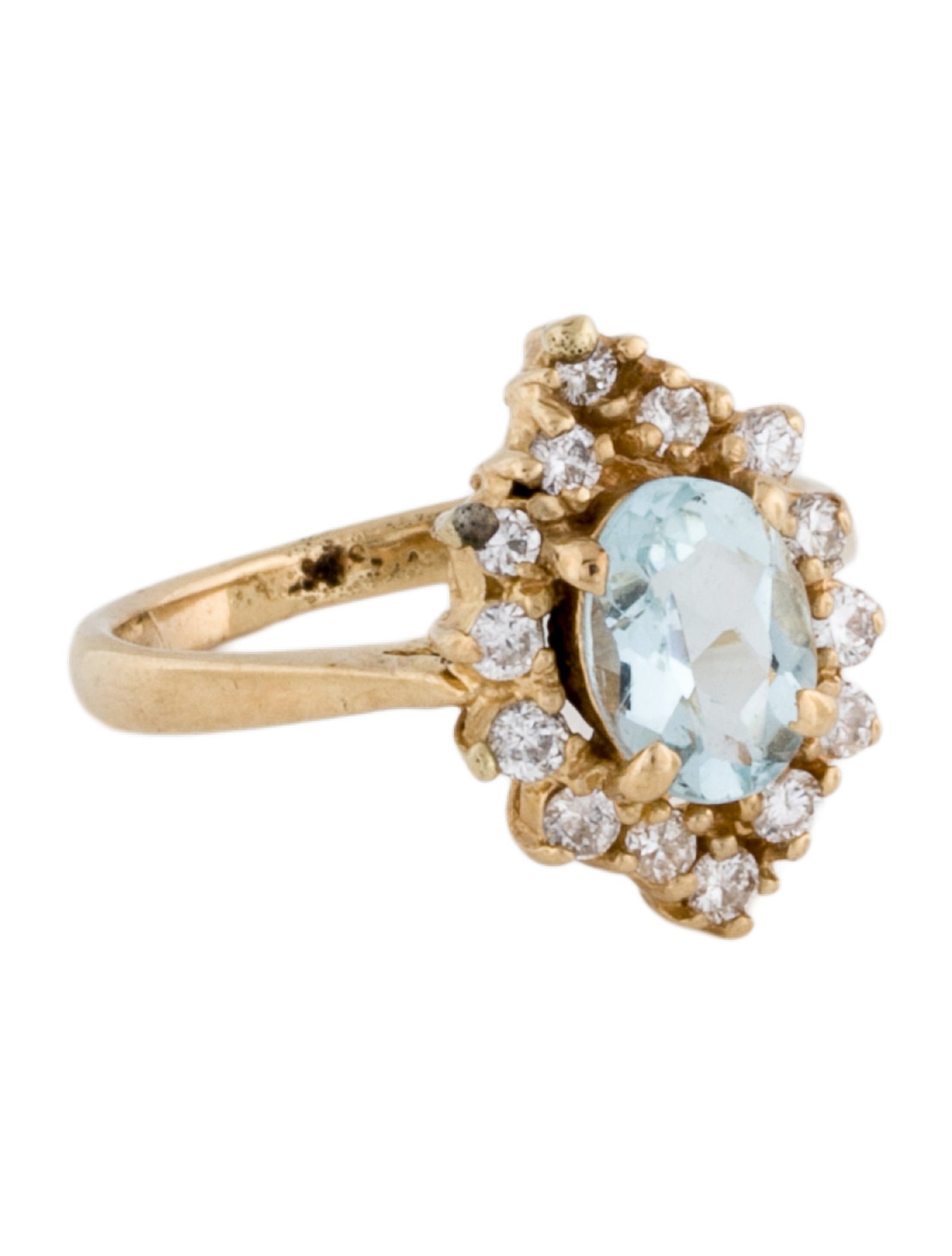 Ring 14K Topaz & Diamond Cocktail