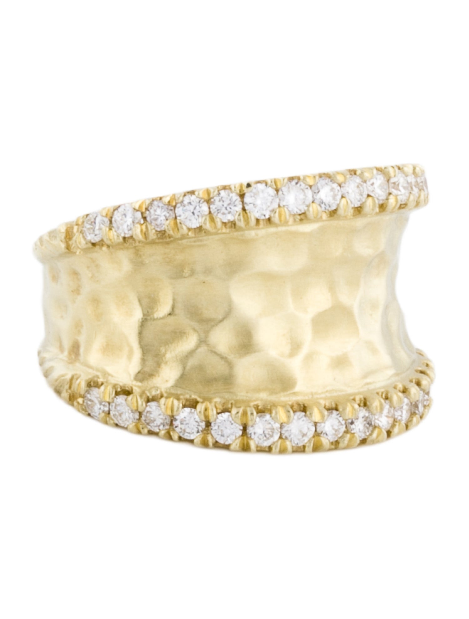 Ring 14K Diamond Hammered Saddle Band