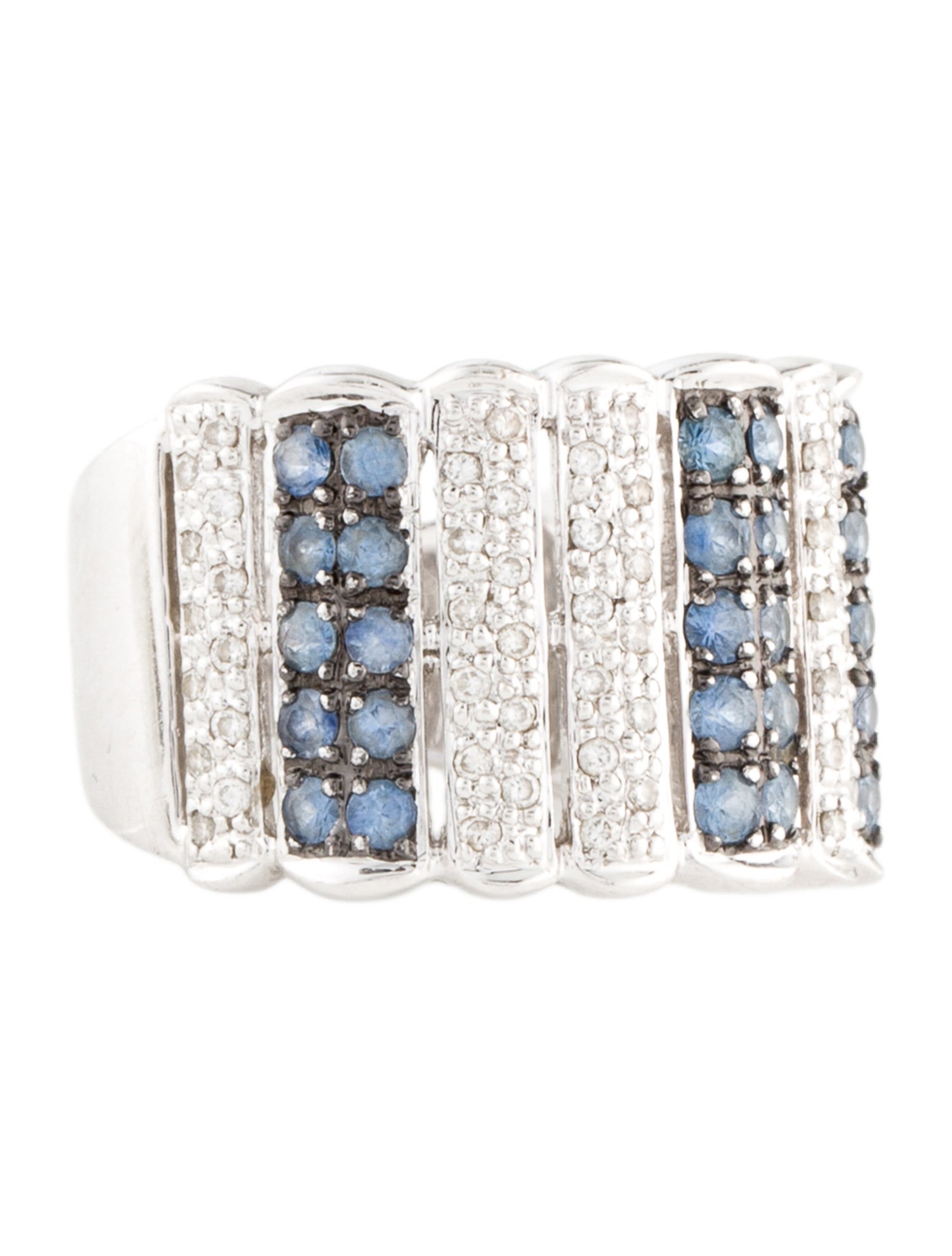 Ring 18K 1.40ctw Sapphire & Diamond Scalloped Band