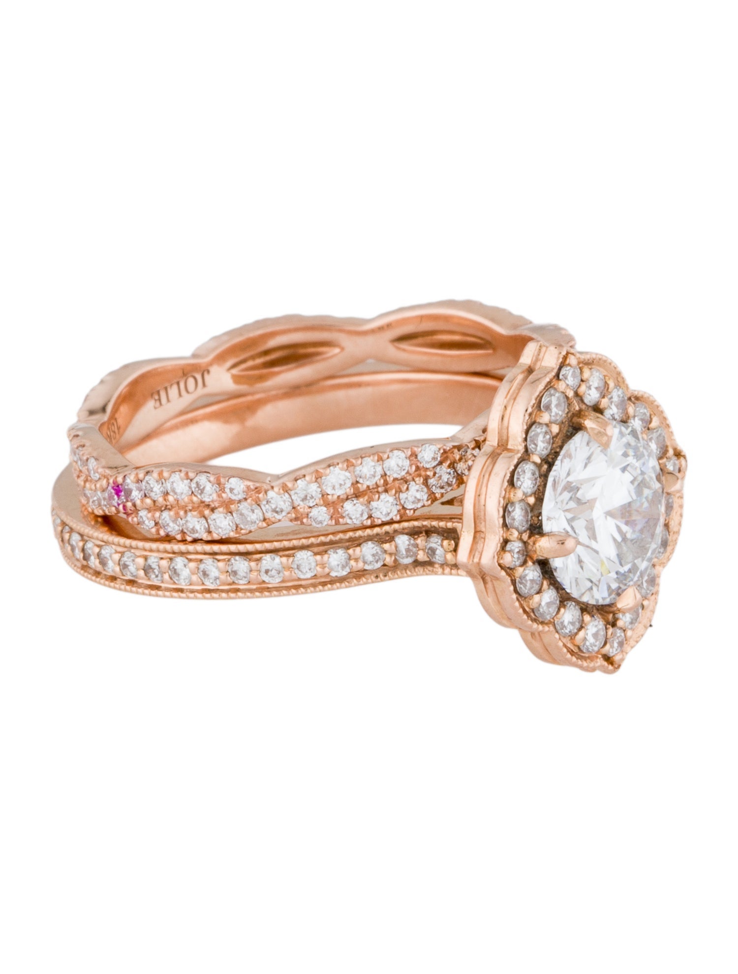 Engagement Ring 18K 1.07ct Lab-Grown Diamond Wedding Set