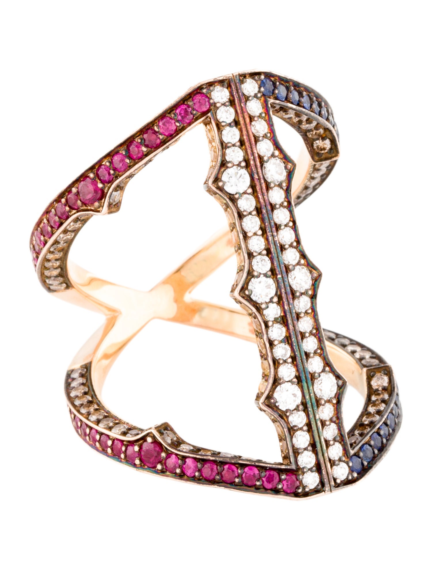 Ring 18K Multistone & Diamond Band