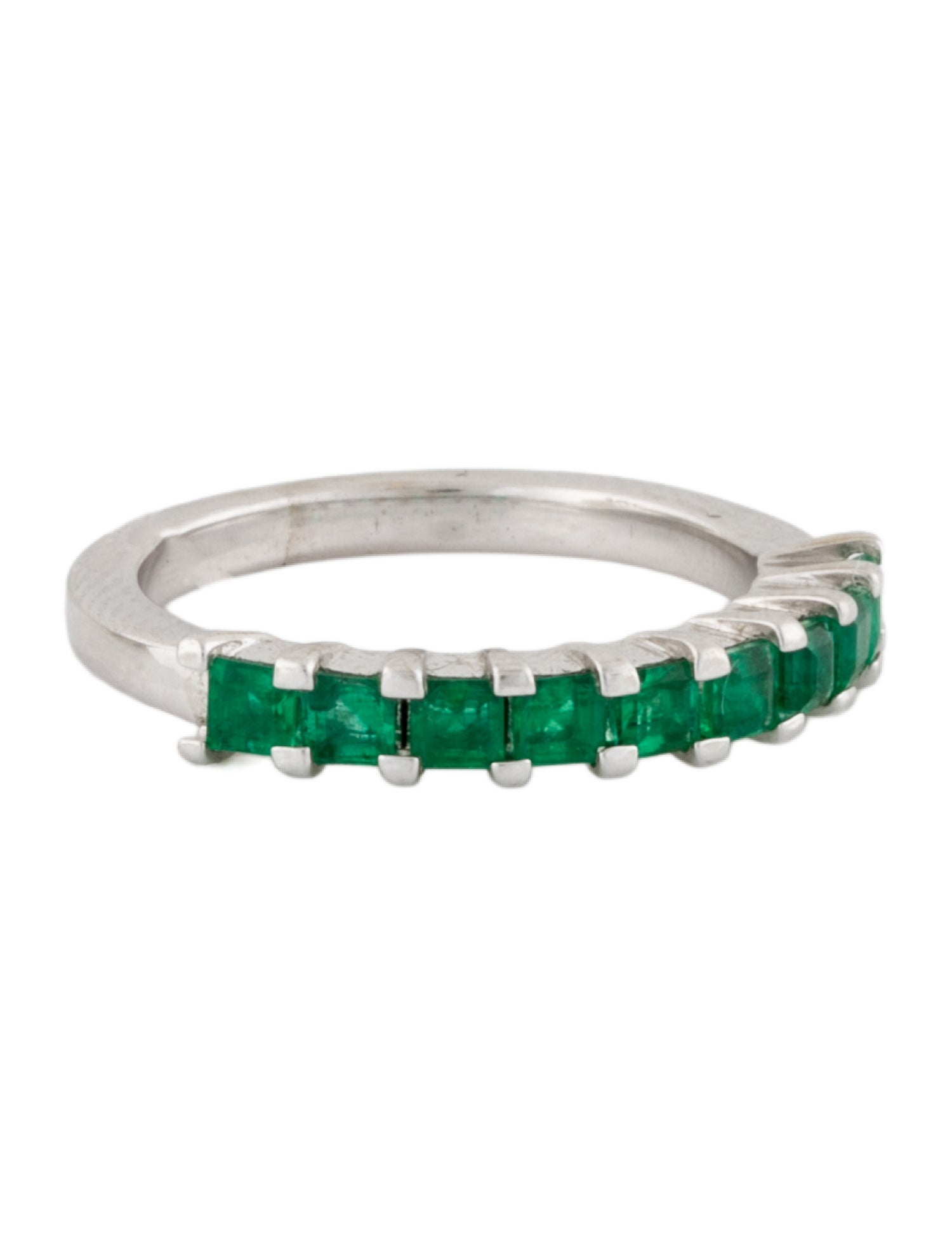 Ring Angara 14K Emerald Semi Eternity Classic Wedding Band