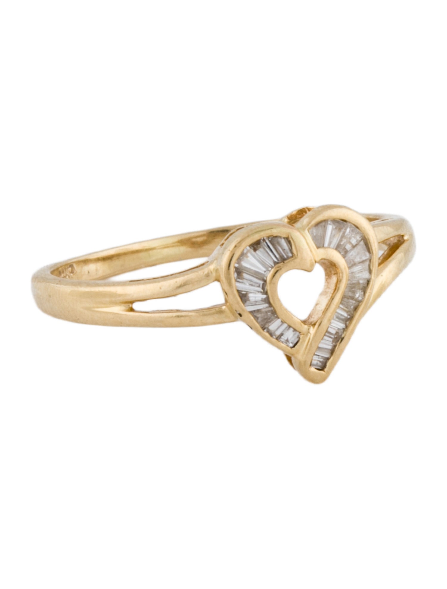 Ring 14K Diamond Baguette Heart