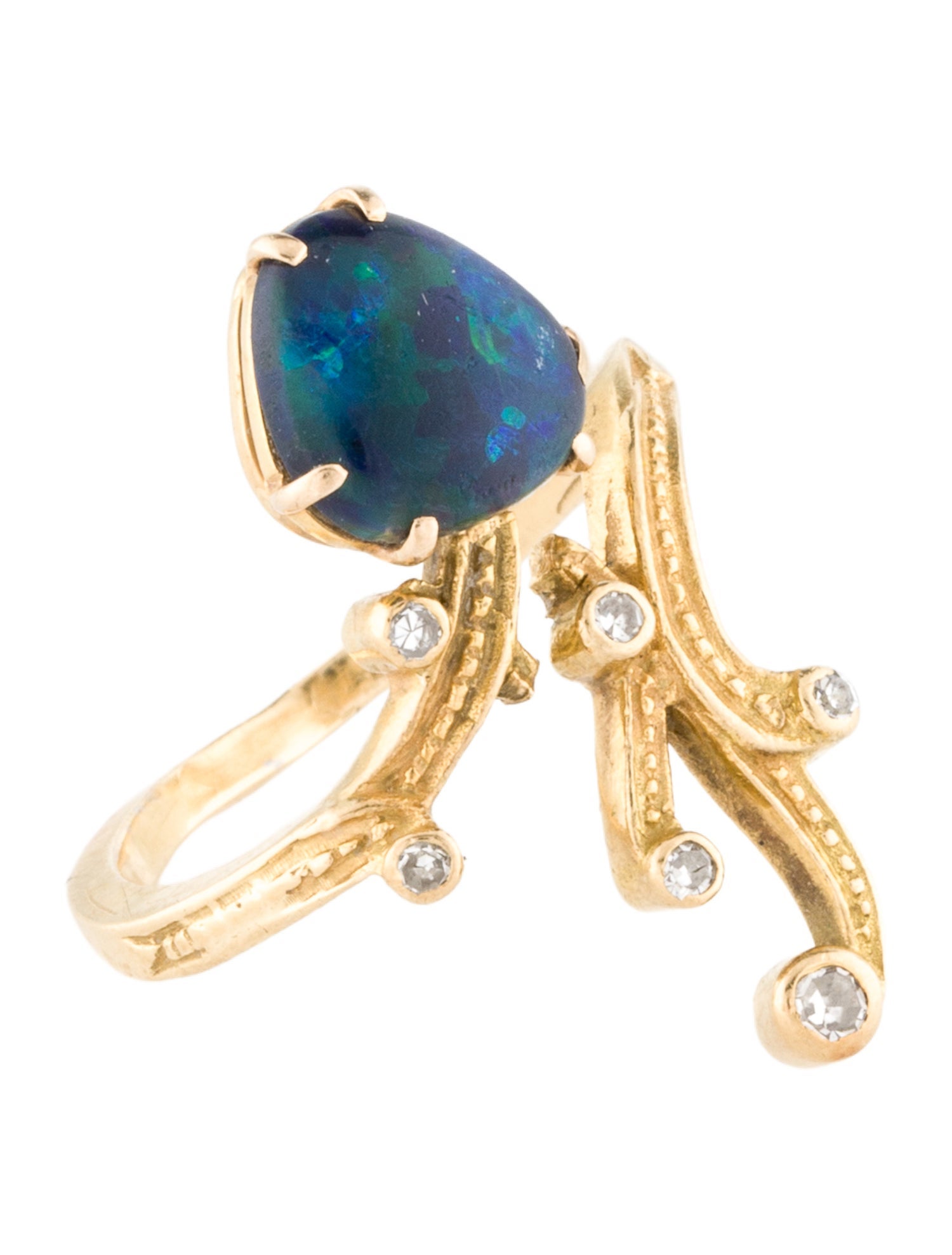 Ring 18K Opal & Diamond Cocktail