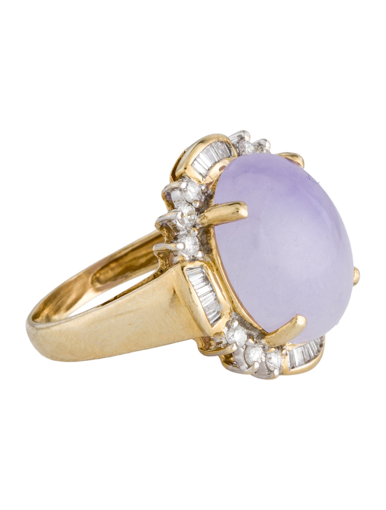 Ring 14K 2.58ct Dyed Jadeite & Diamond Cocktail