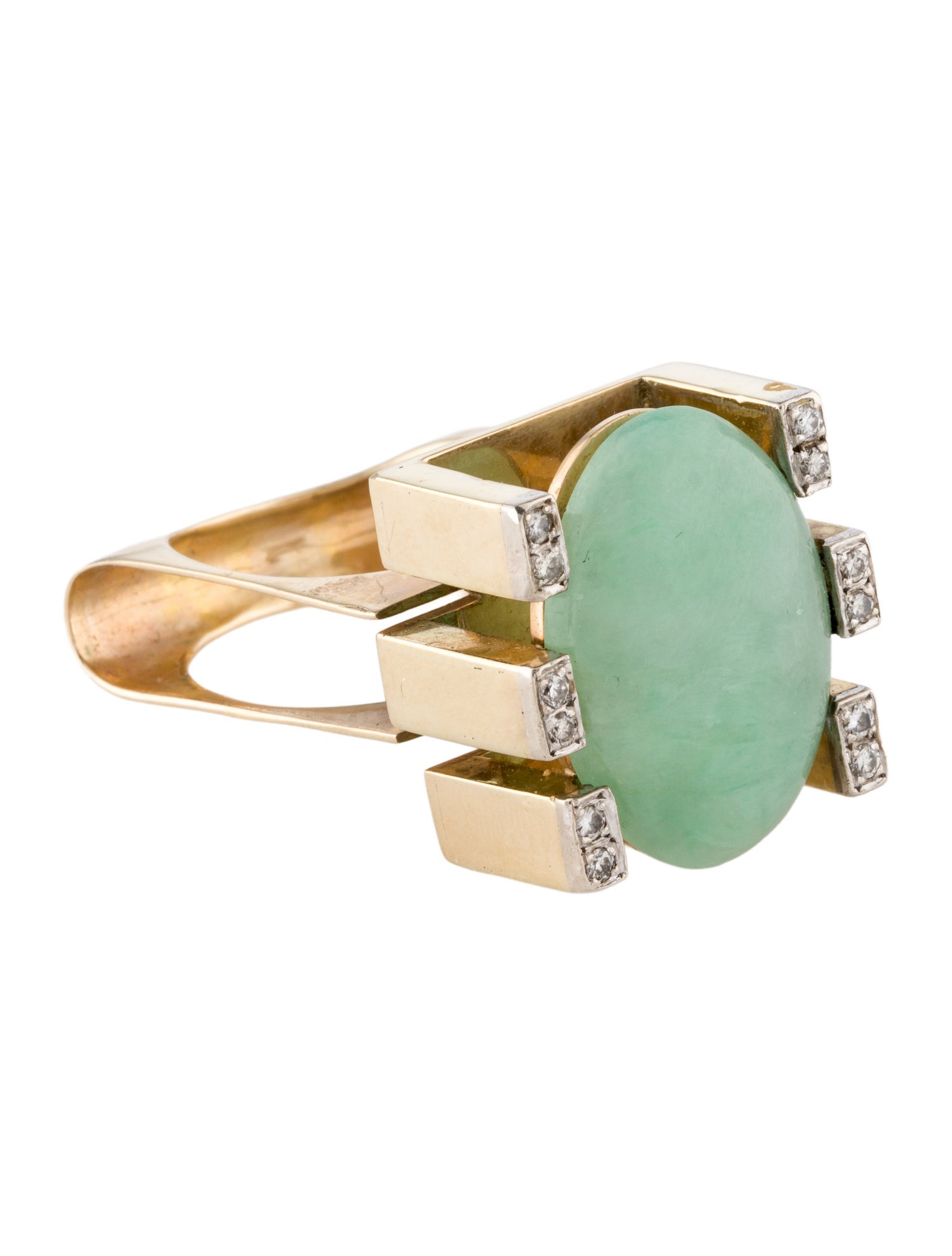 Ring Vintage 18.66ct Jadeite & Diamond Cocktail