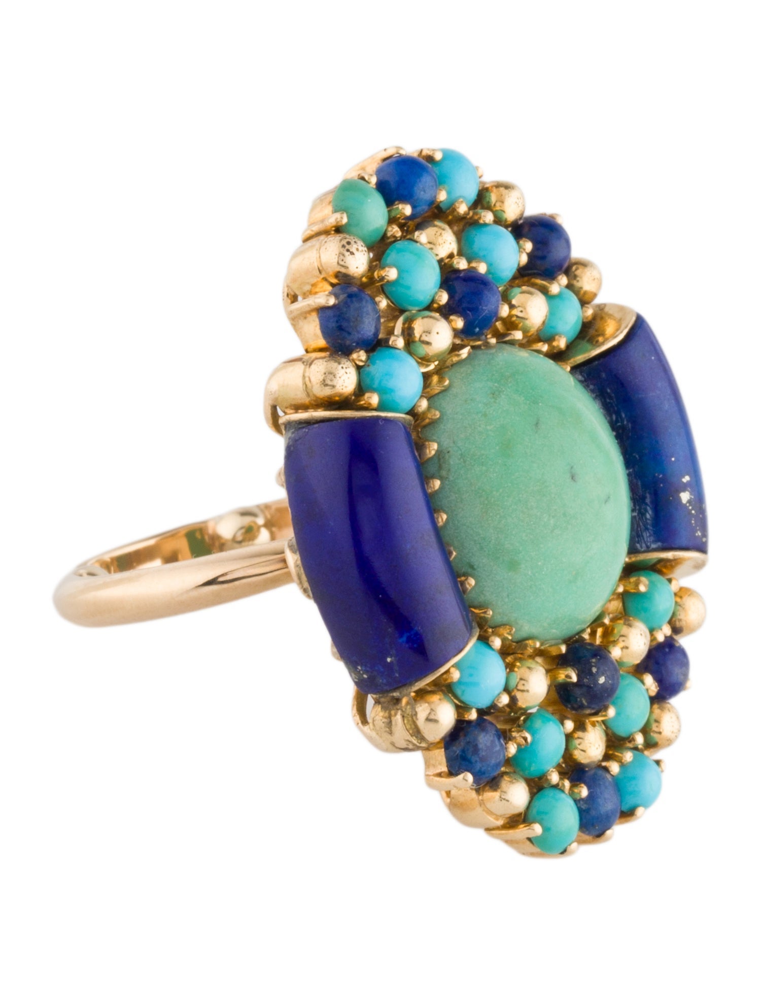 Ring 14K Turquoise & Lapis Lazuli Cocktail