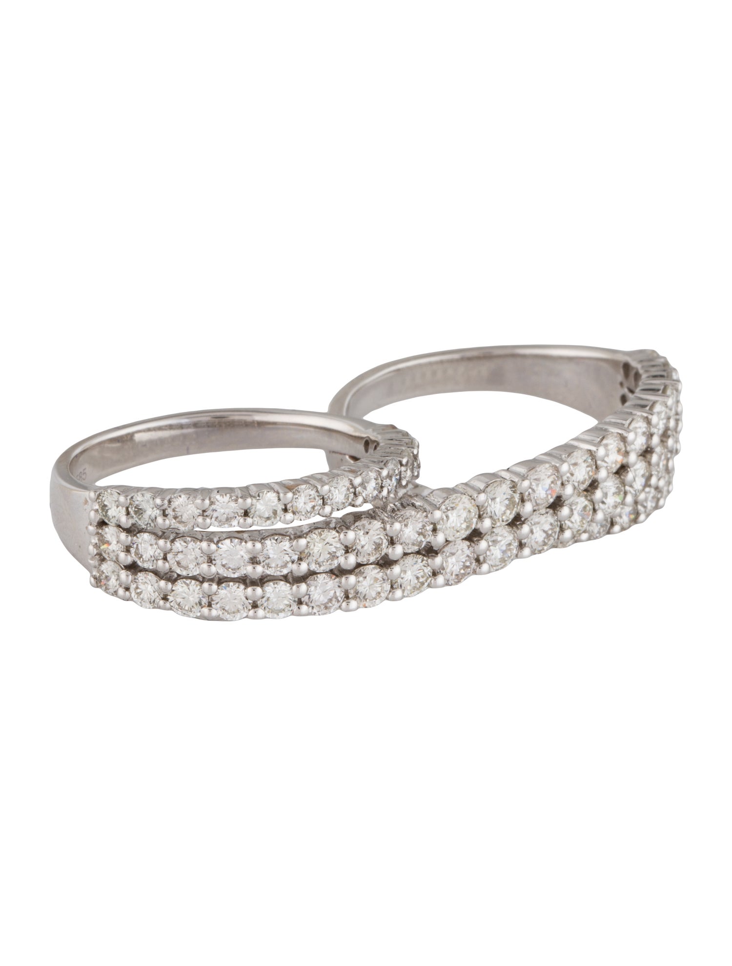 Ring 14K 3.81ctw Diamond Double Finger