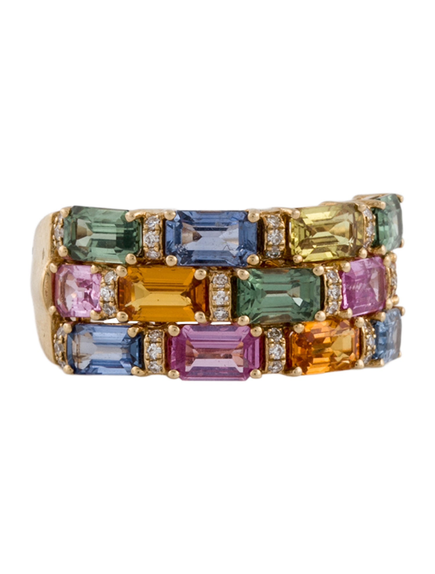Ring 14K 4.42ctw Sapphire & Diamond Multi-Color Band