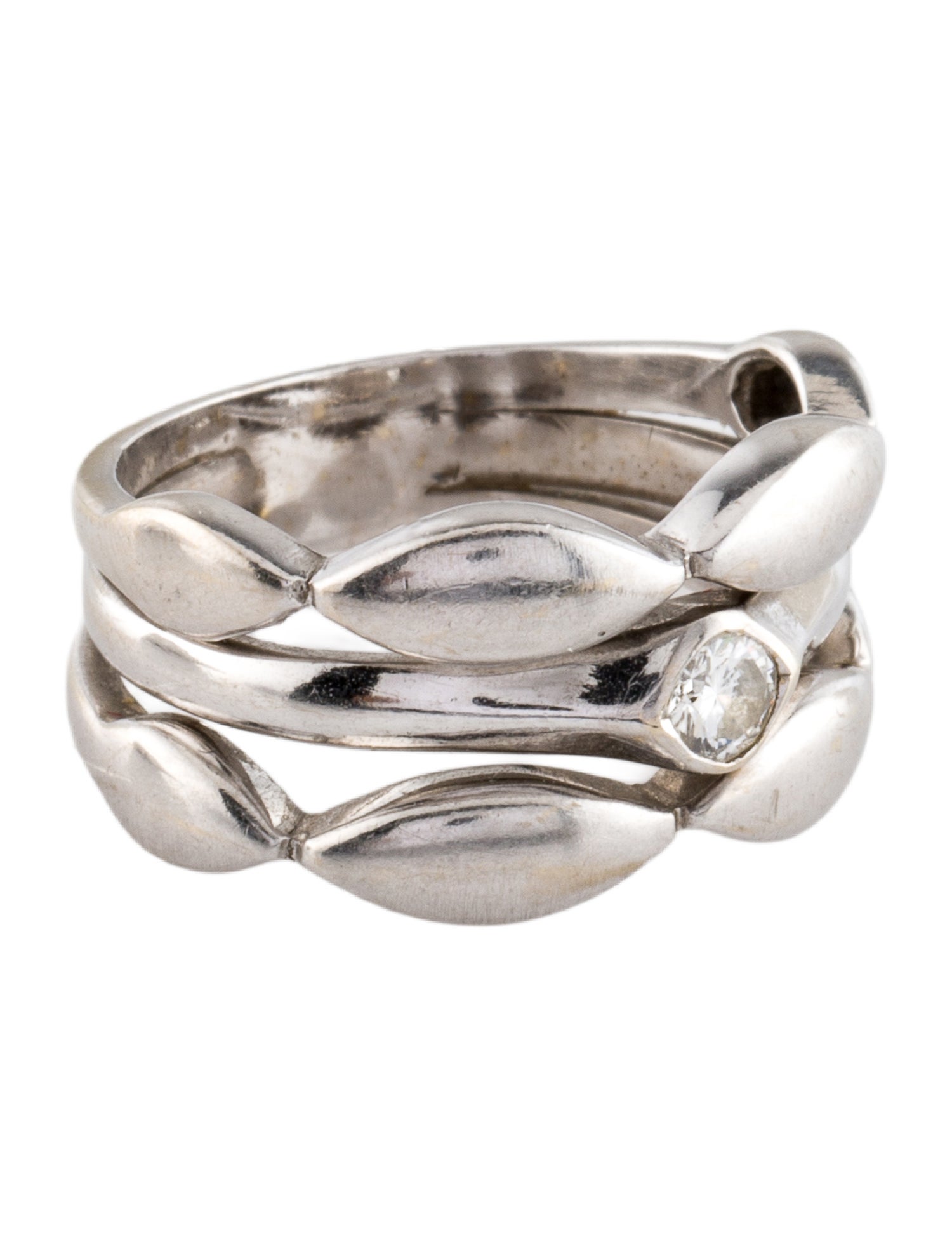 Ring 14K Diamond Three Row Band