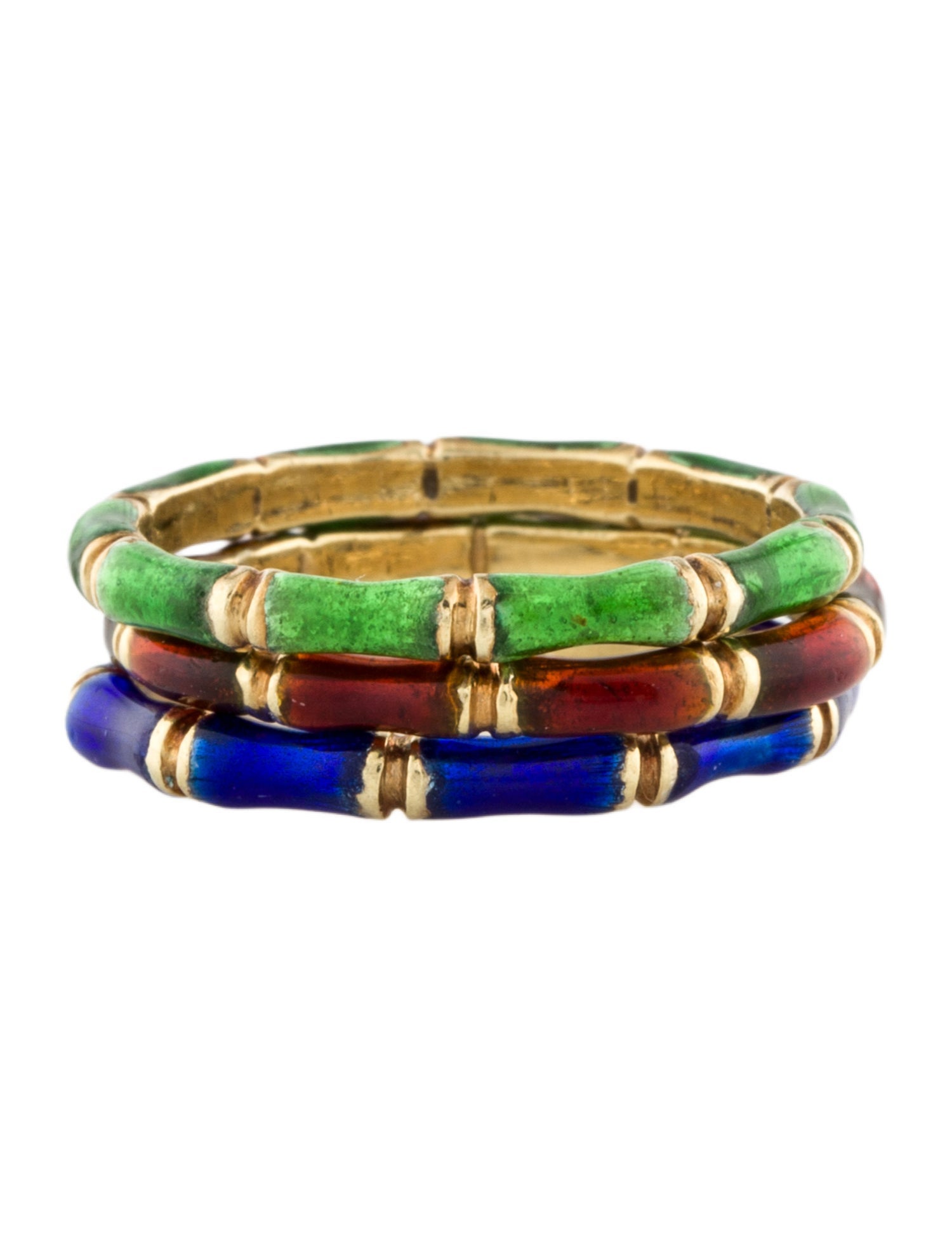 Ring 14K Enamel Three Band Set