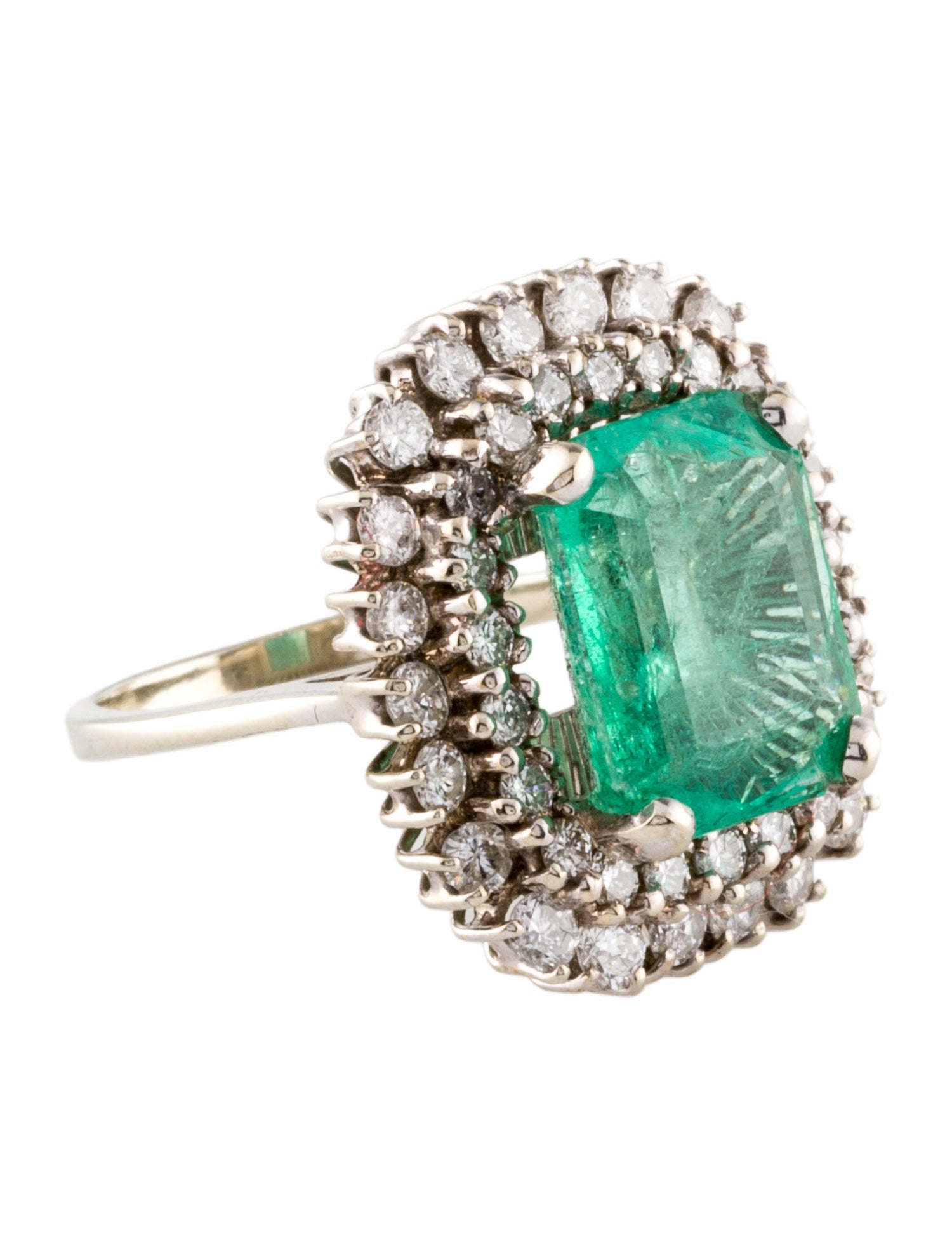 Ring 18K 5.18ct Emerald & Diamond Cocktail Ring