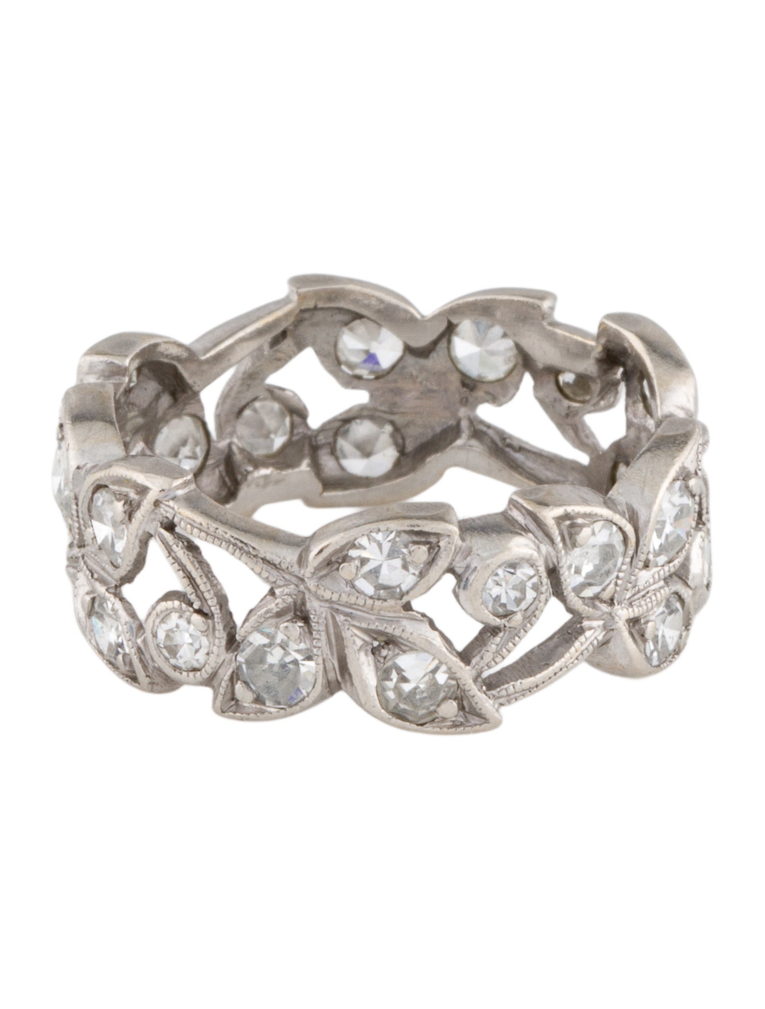Ring Platinum Diamond Floral Eternity Band