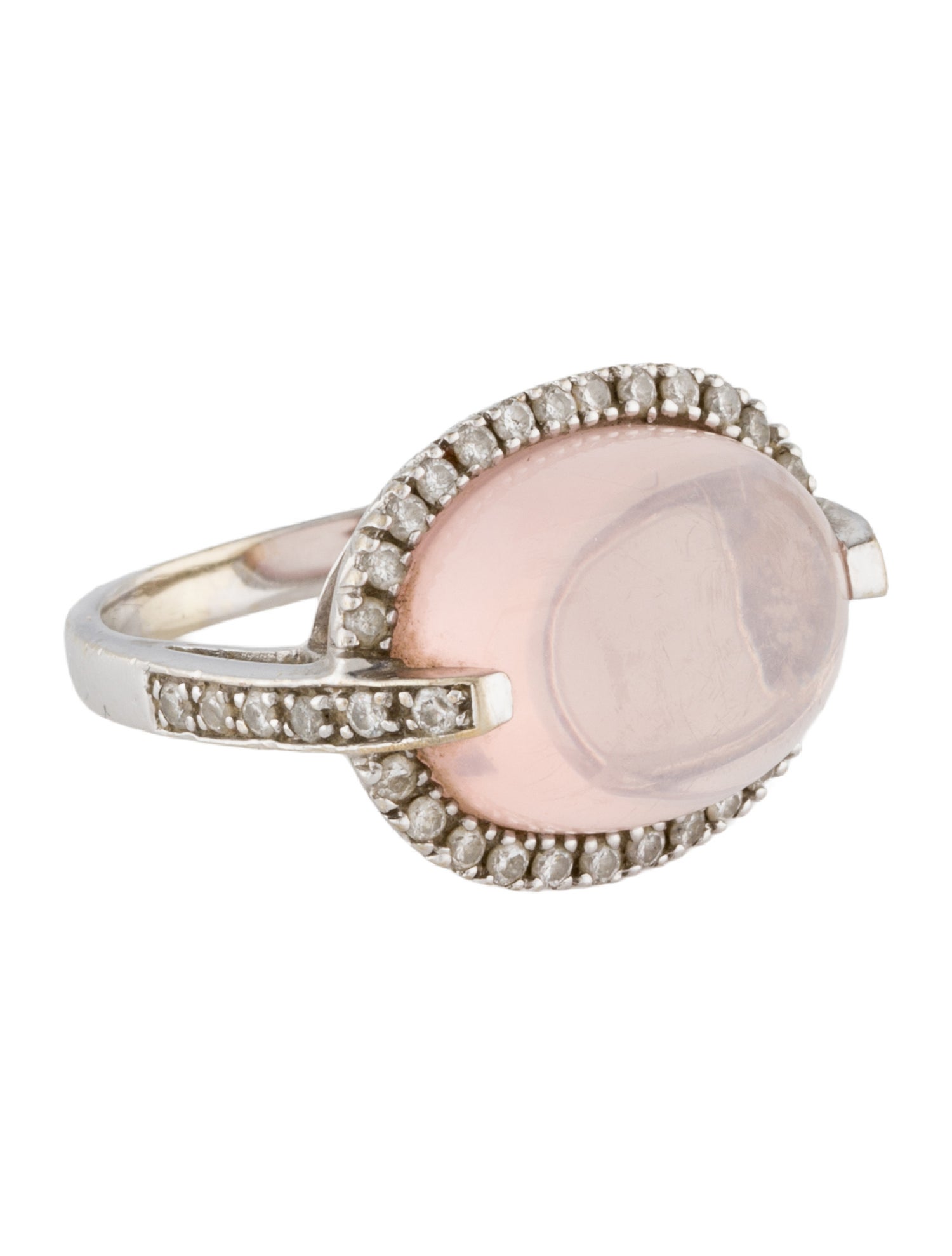 Ring 14K Rose Quartz & Diamond Cocktail