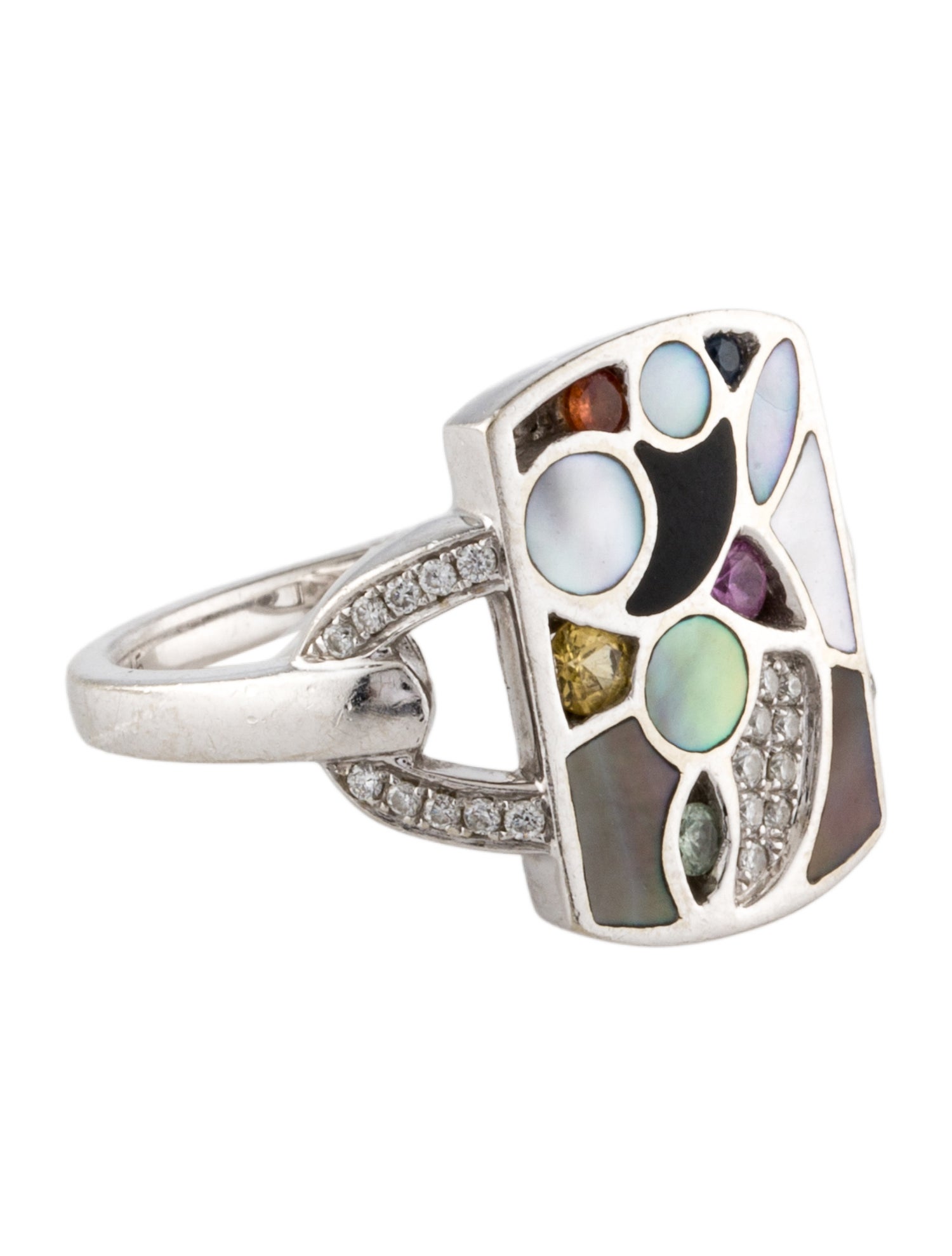 Ring 14K Mother of Pearl & Multistone Cocktail Ring