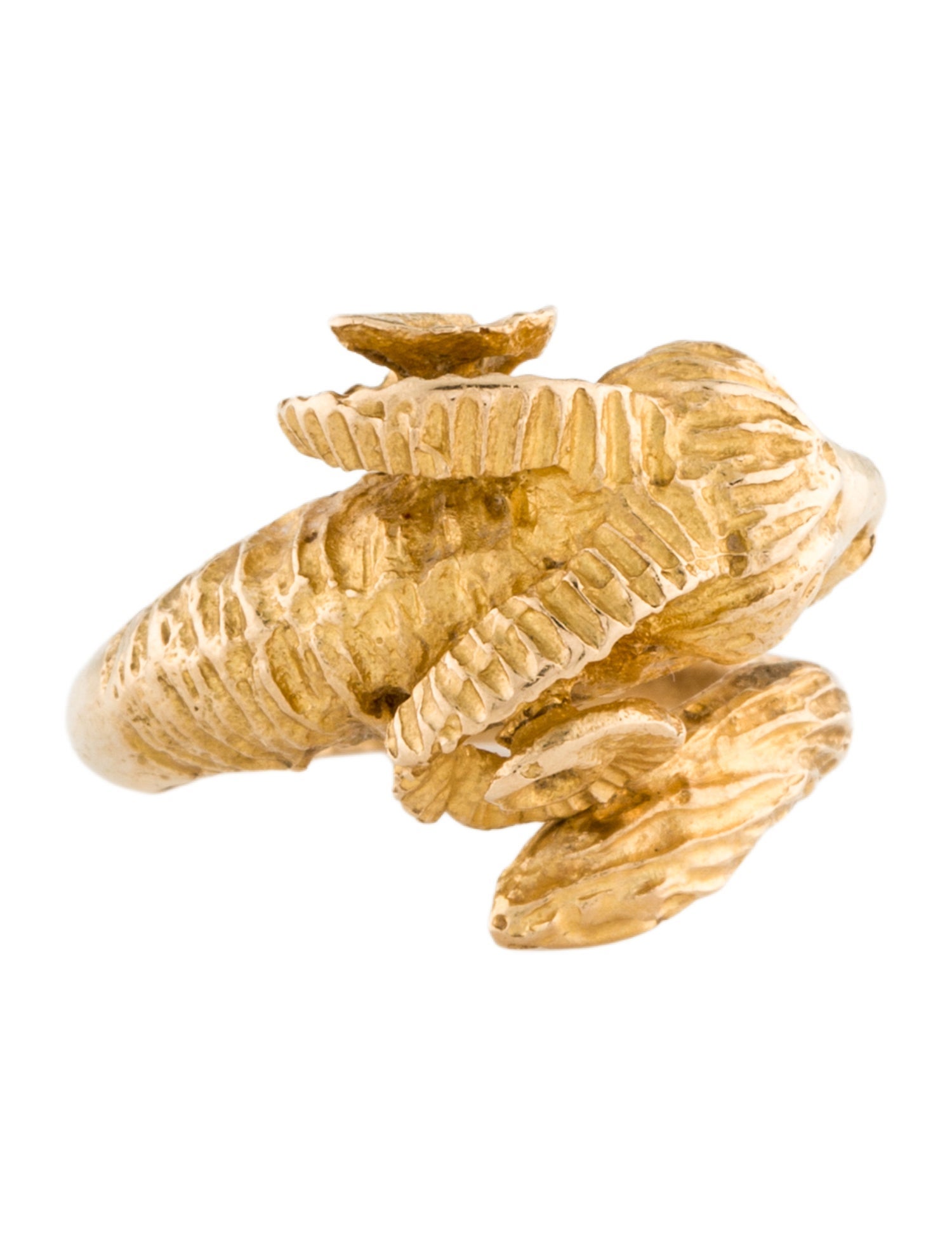 Ring 18K Ram Head Cocktail