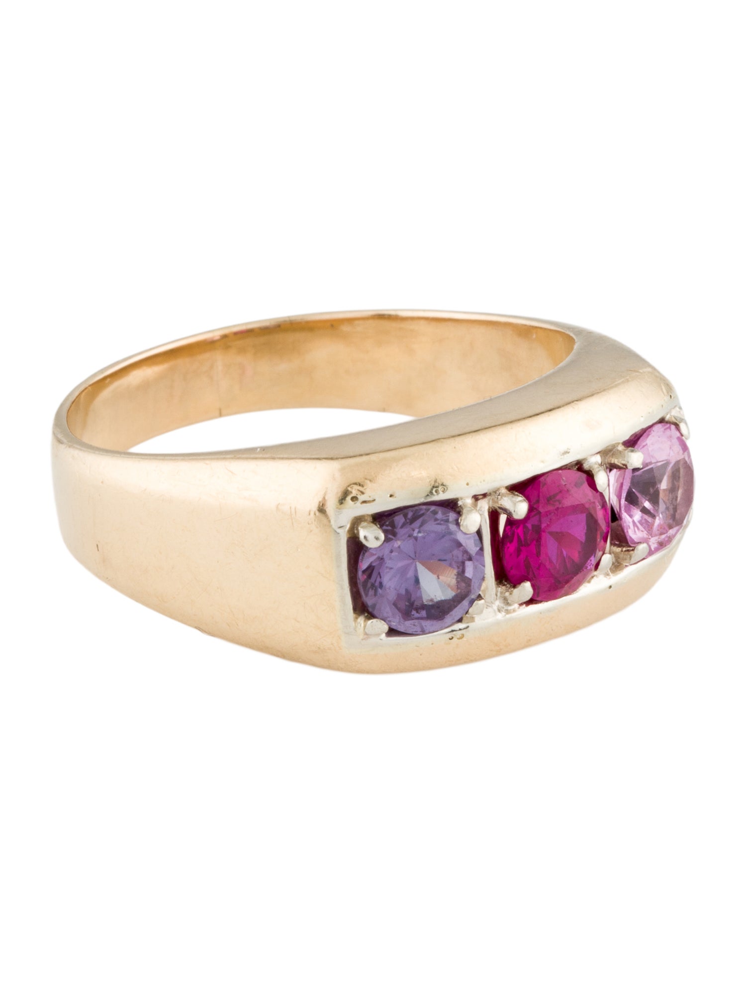 Ring 14K Synthetic Ruby & Synthetic Sapphire Cocktail