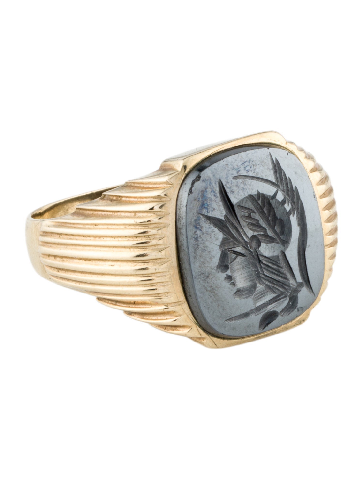 Ring 10K Hematite Centurion Intaglio Signet