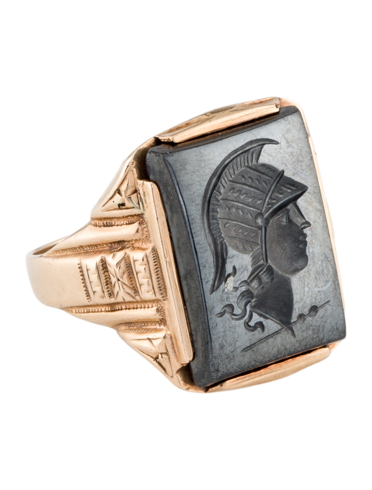 Ring 10K Hematite Centurion Intaglio Signet